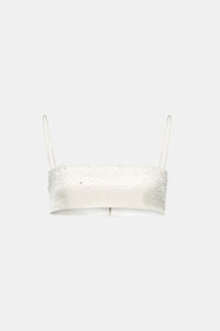 Beige Crystal Beaded Silk Bandeau - Montsand