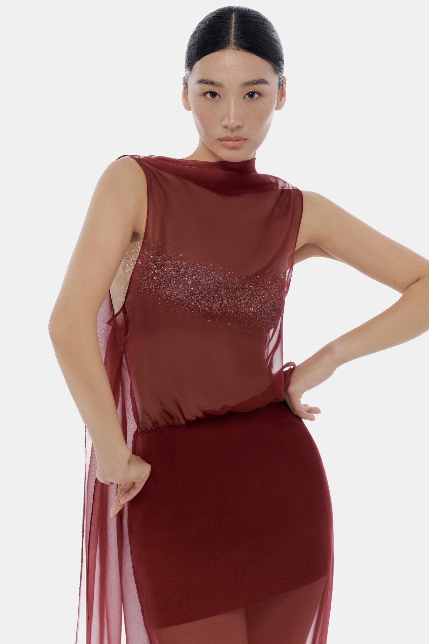 Beige Crystal Beaded Top - Montsand