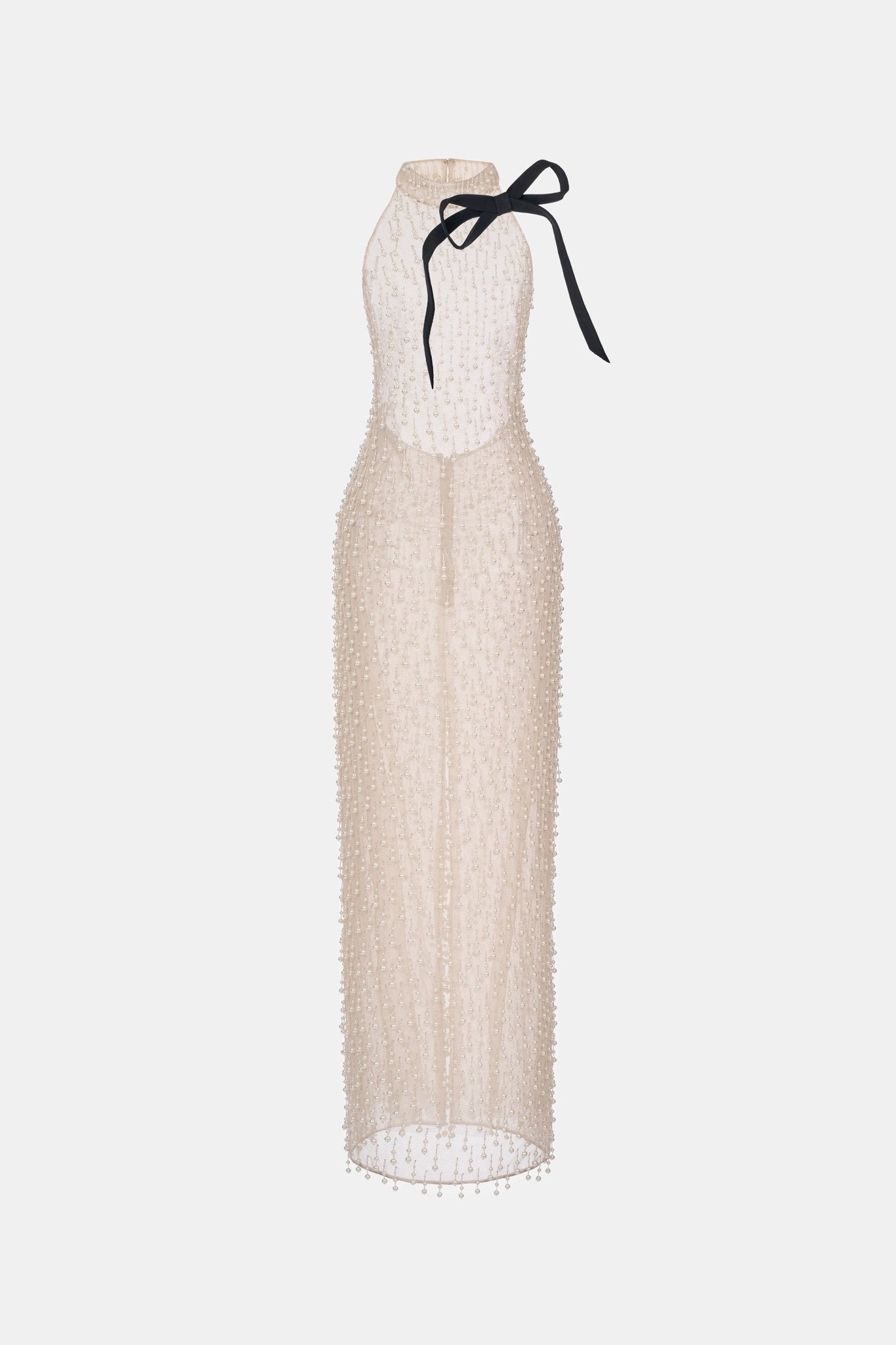 Beige Faux Pearl Dress - Montsand