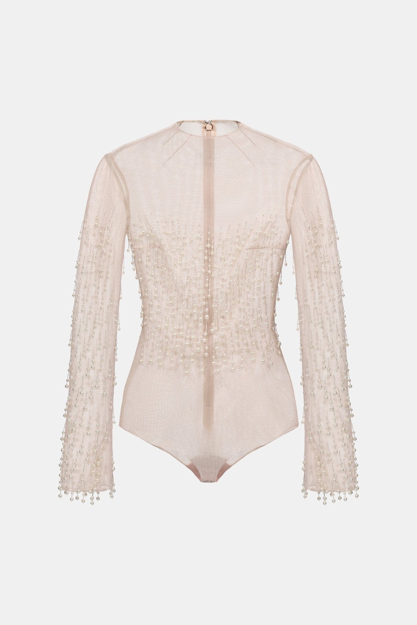 Beige Faux Pearl Longsleeve Top - Montsand