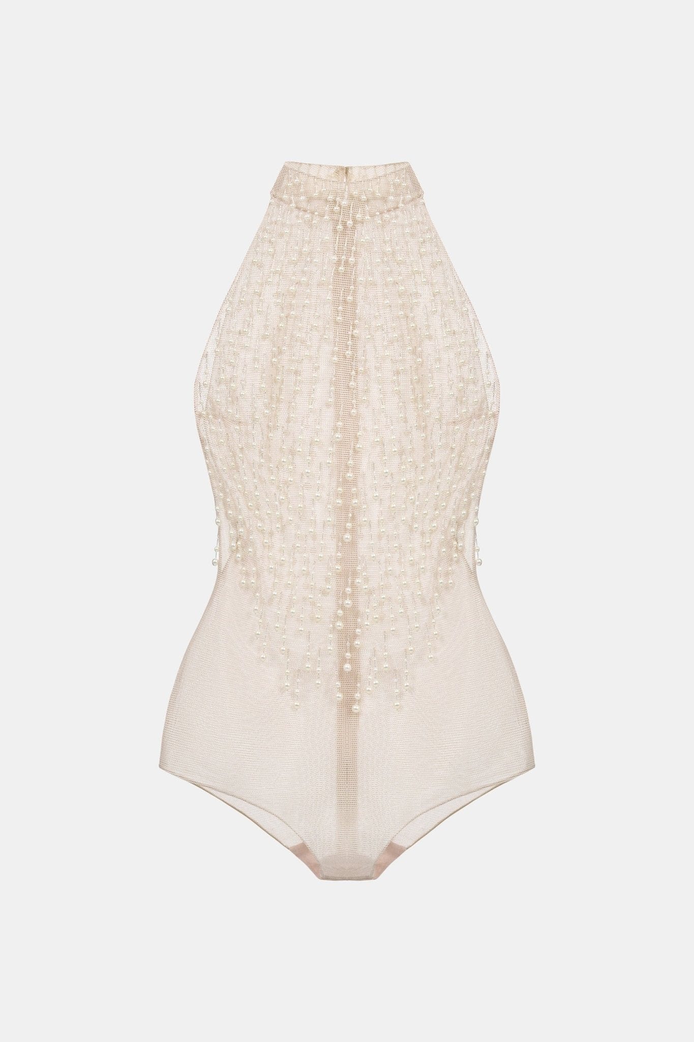 Beige Faux Pearl Sleeveless Top - Montsand