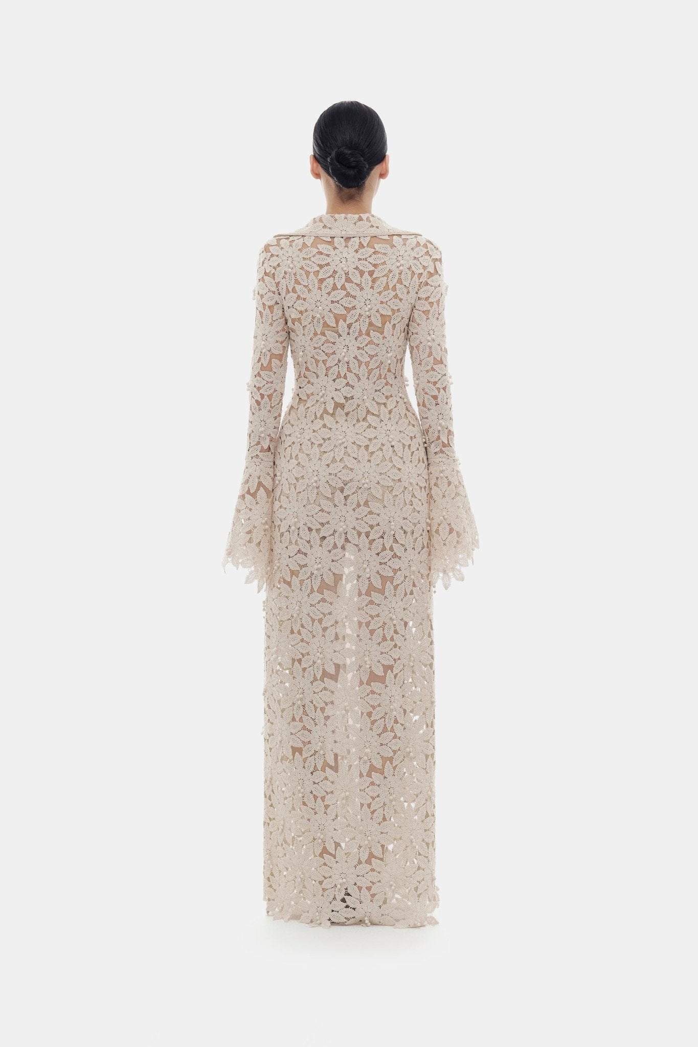 Beige Floral Lace Coat - Montsand