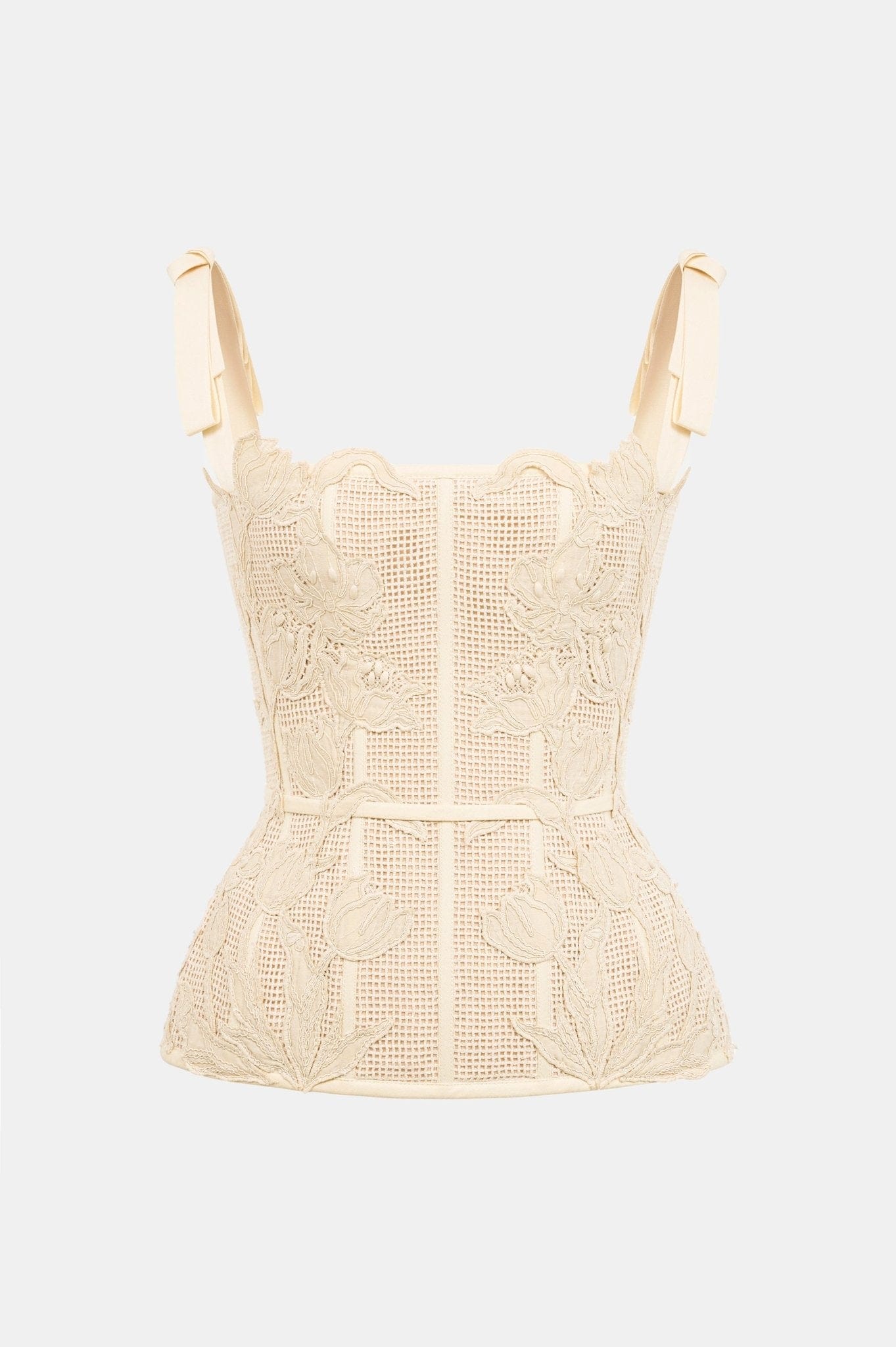 Beige Floral Mesh Top - Montsand