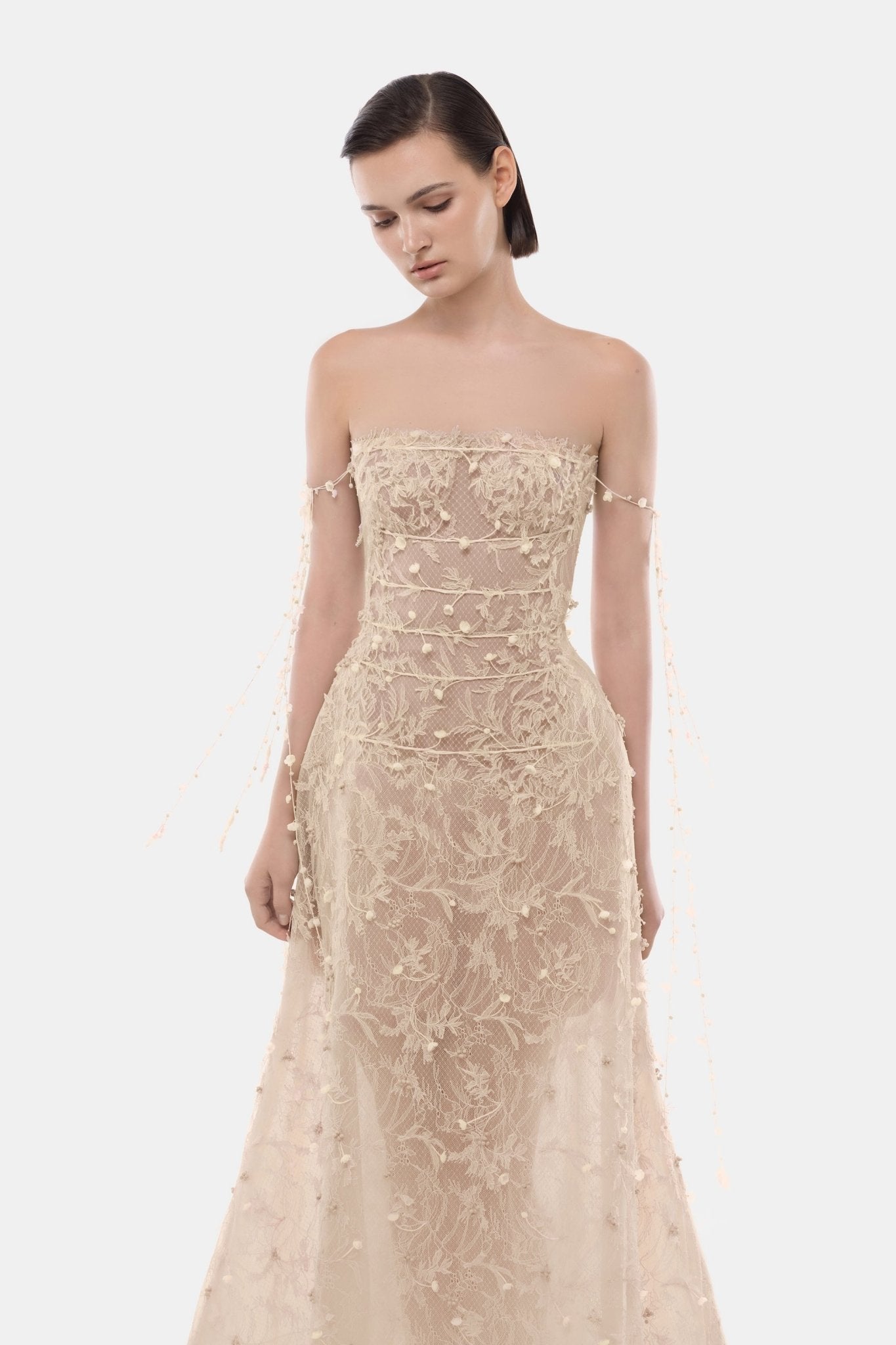 Beige Floral String Maxi Dress - Montsand