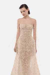 Beige Floral String Maxi Dress - Montsand