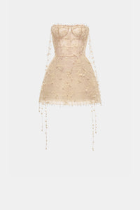 Beige Floral String Mini Dress - Montsand