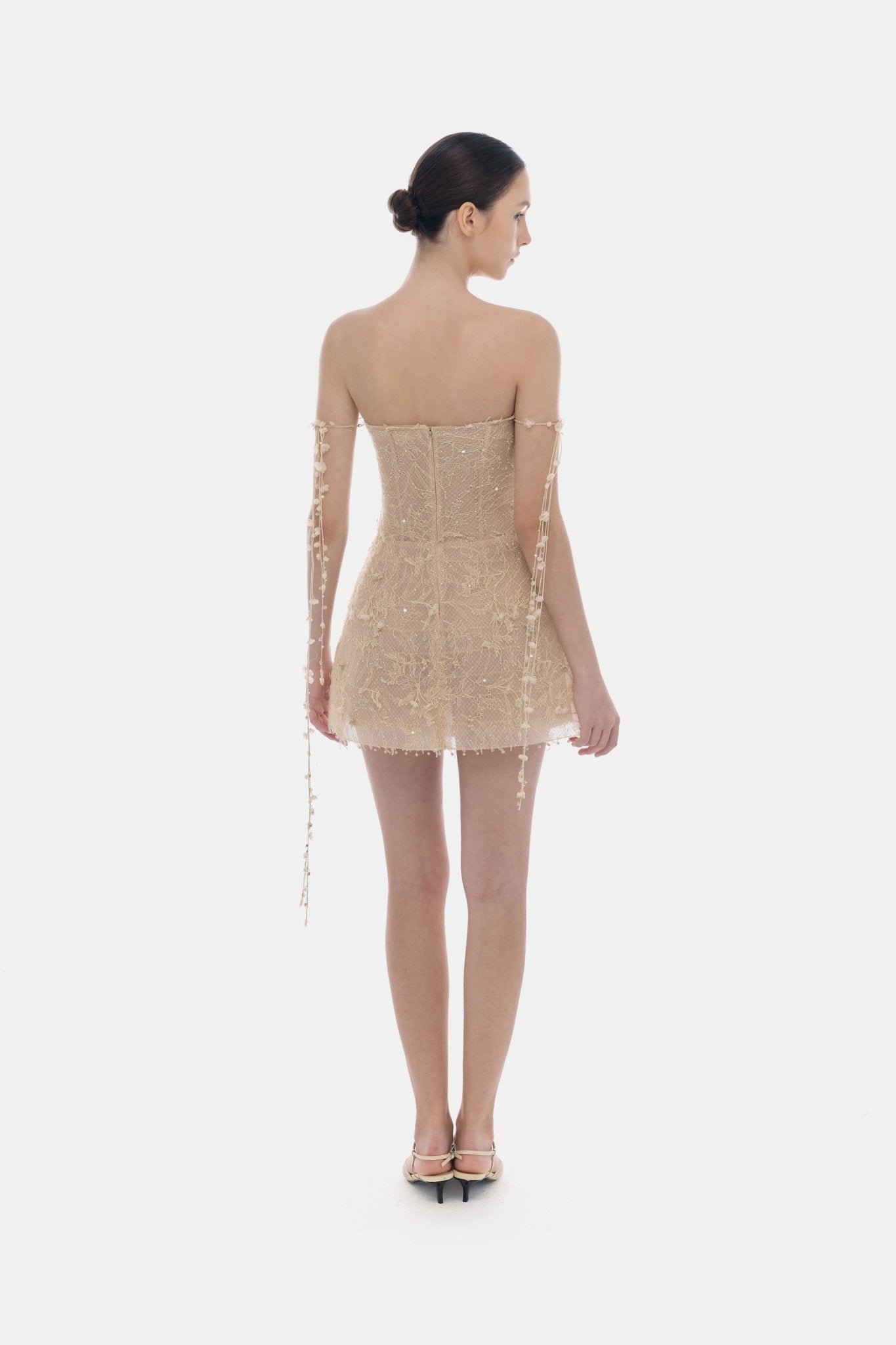 Beige Floral String Mini Dress - Montsand