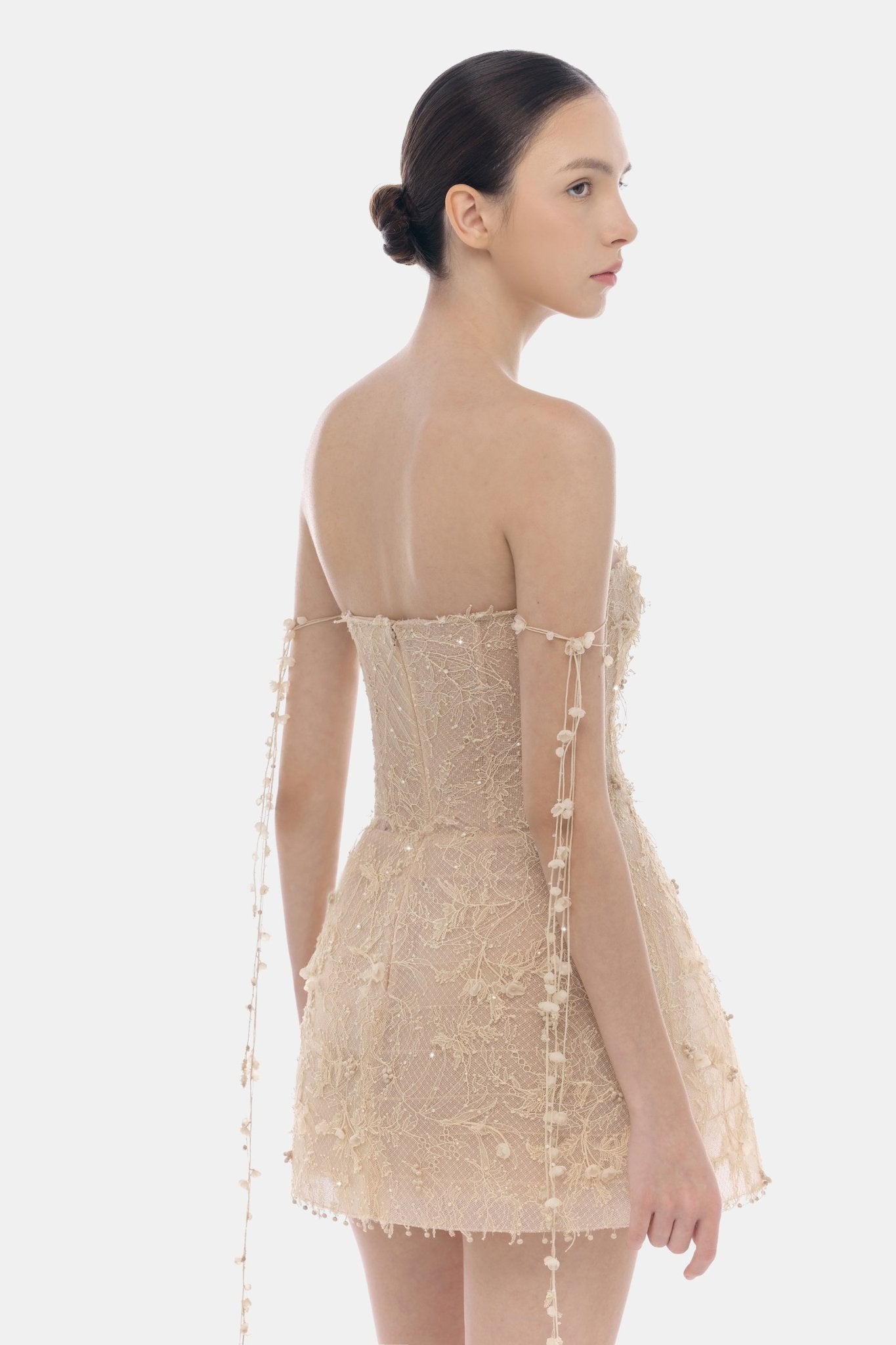Beige Floral String Mini Dress - Montsand