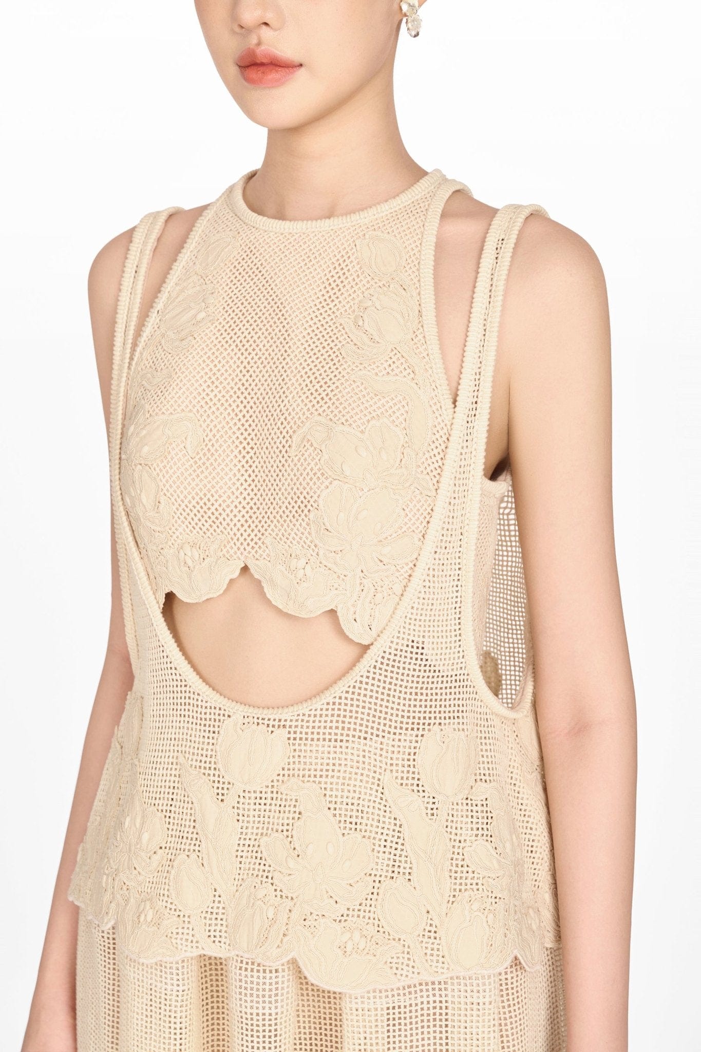 Beige Floral Tank Top - Montsand