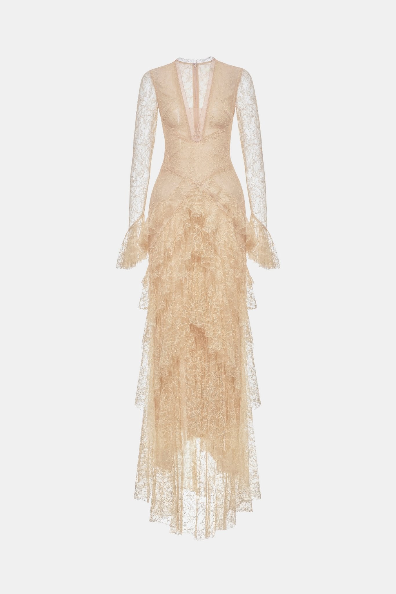 Beige Lace Cascade Dress - Montsand