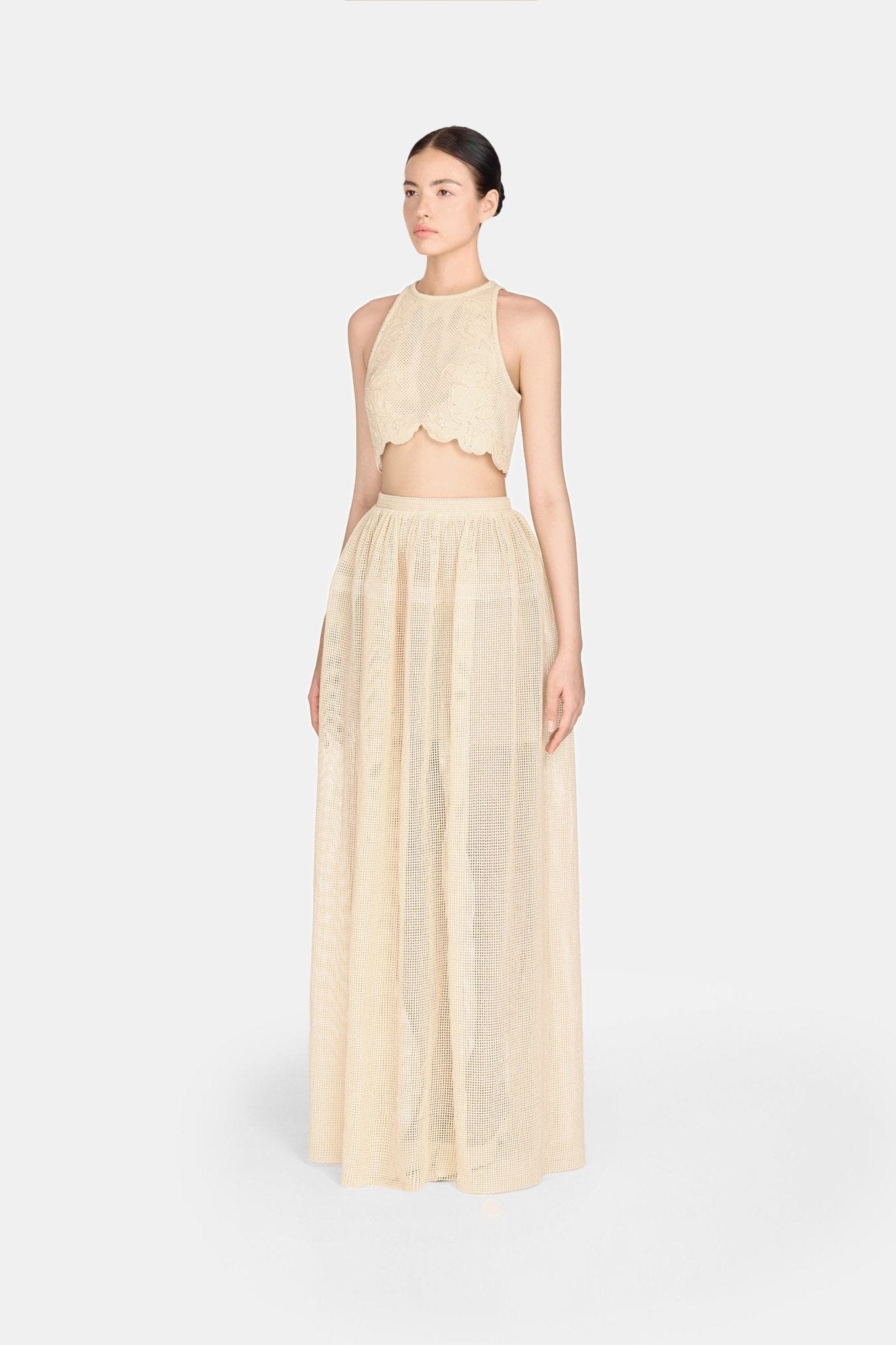 Beige Mesh Skirt - Montsand