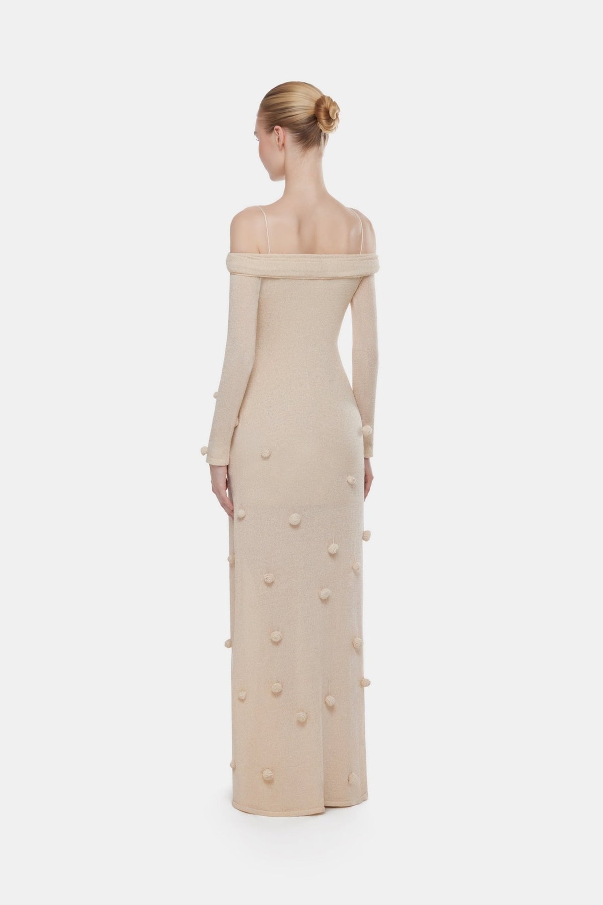 Beige Off-shoulder Floral Dress - Montsand