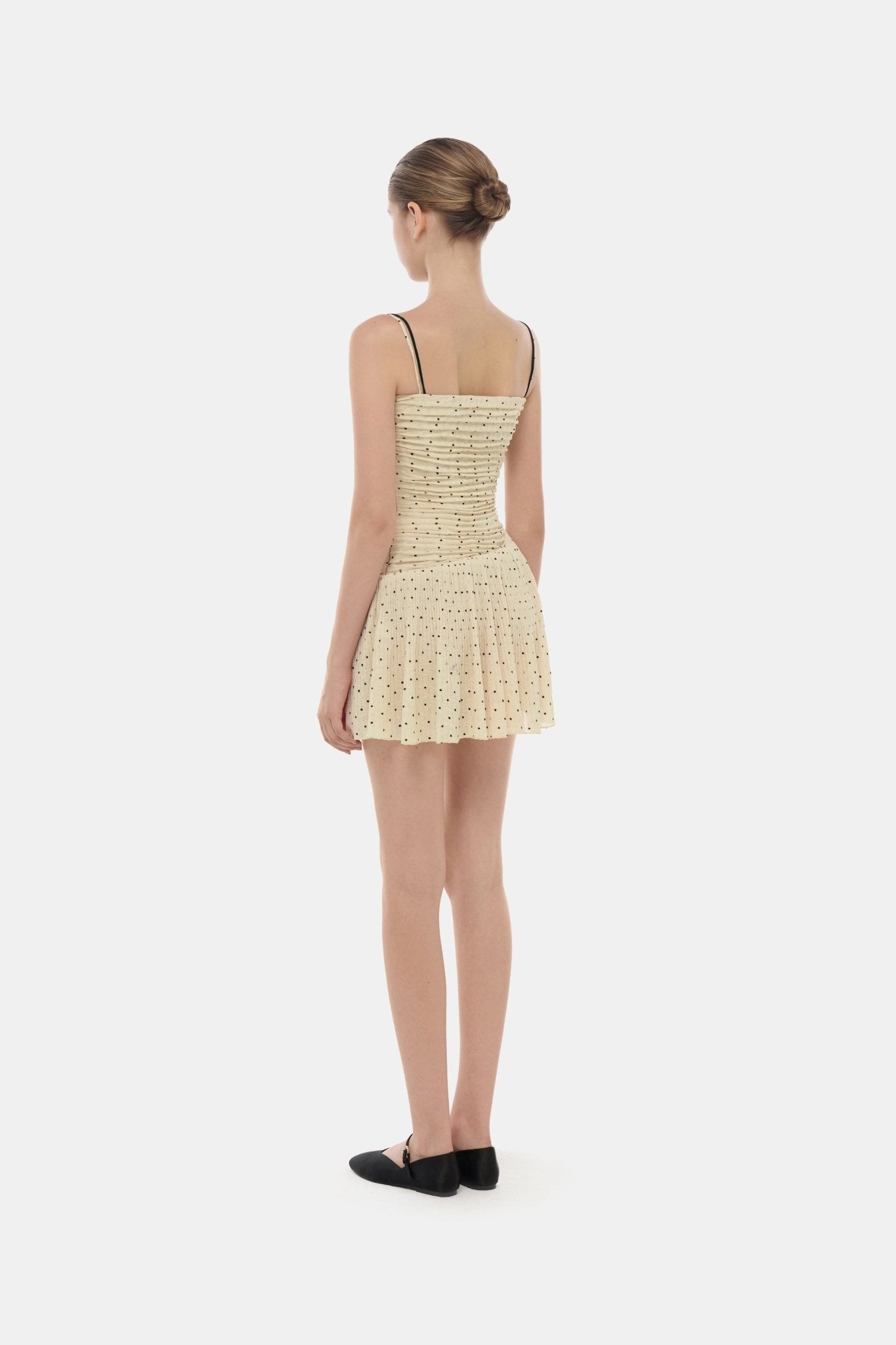 Beige Polka Dot Mini Dress - Montsand