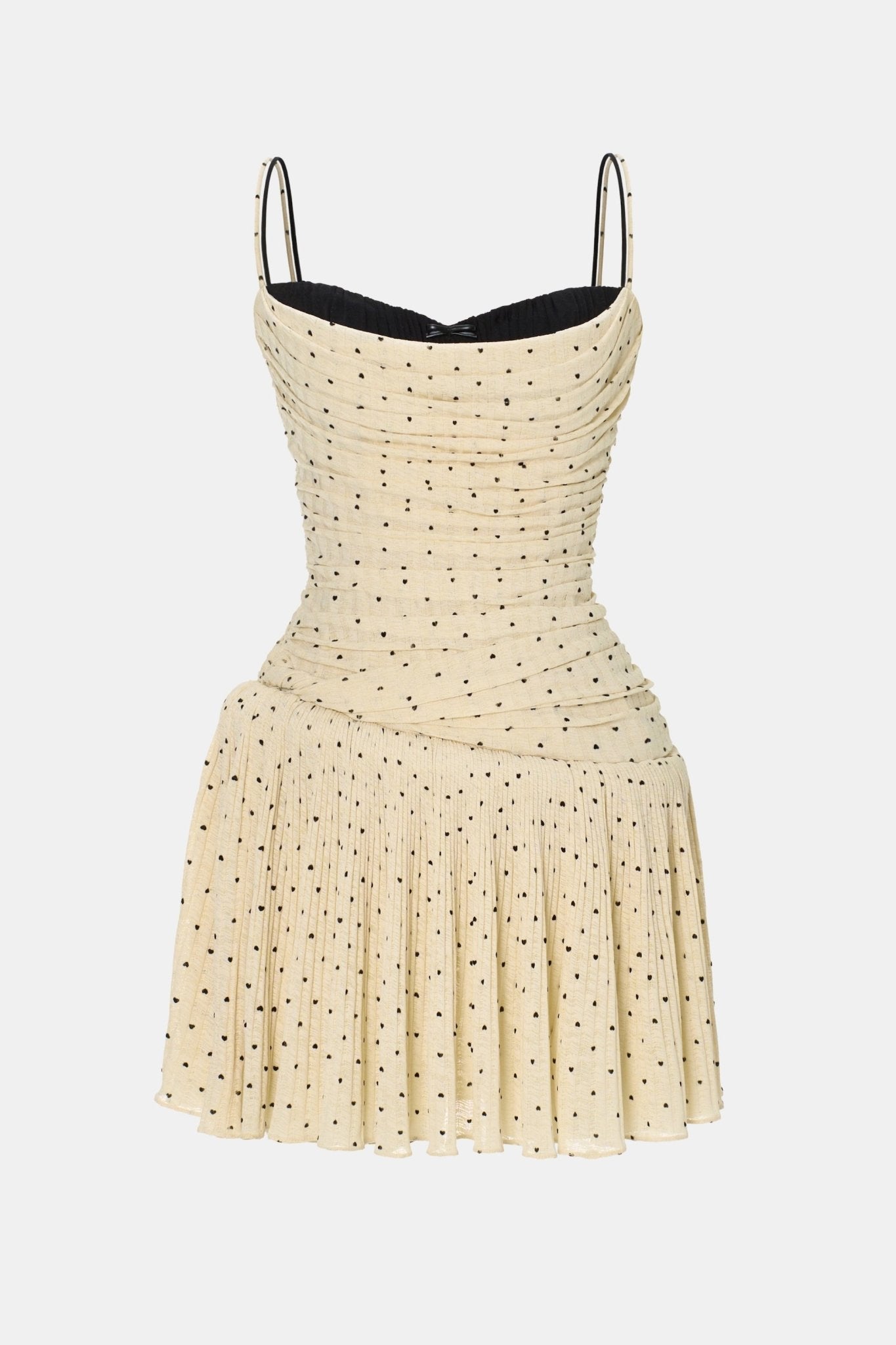 Beige Polka Dot Mini Dress - Montsand
