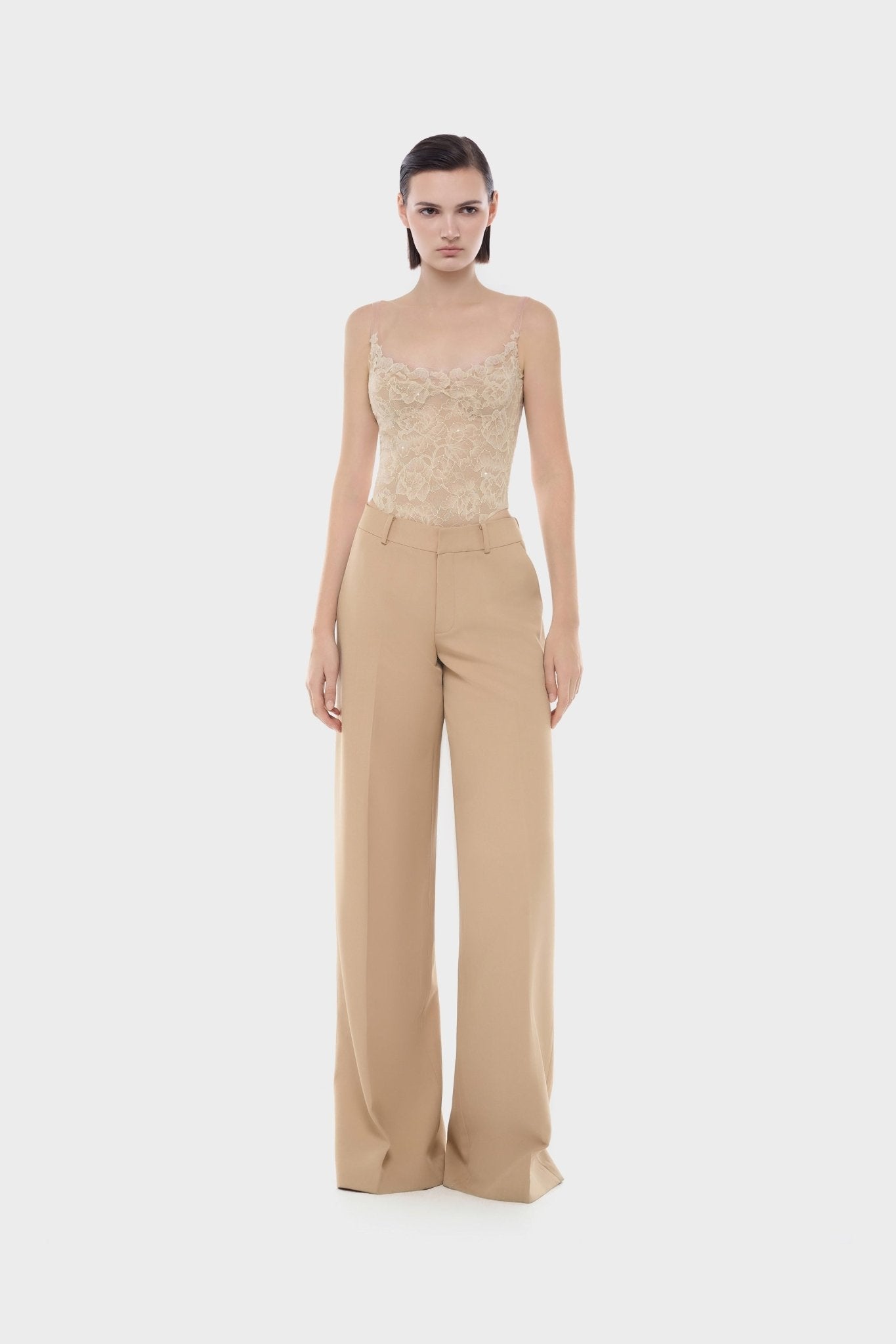Beige Sheer Lace Top - Montsand