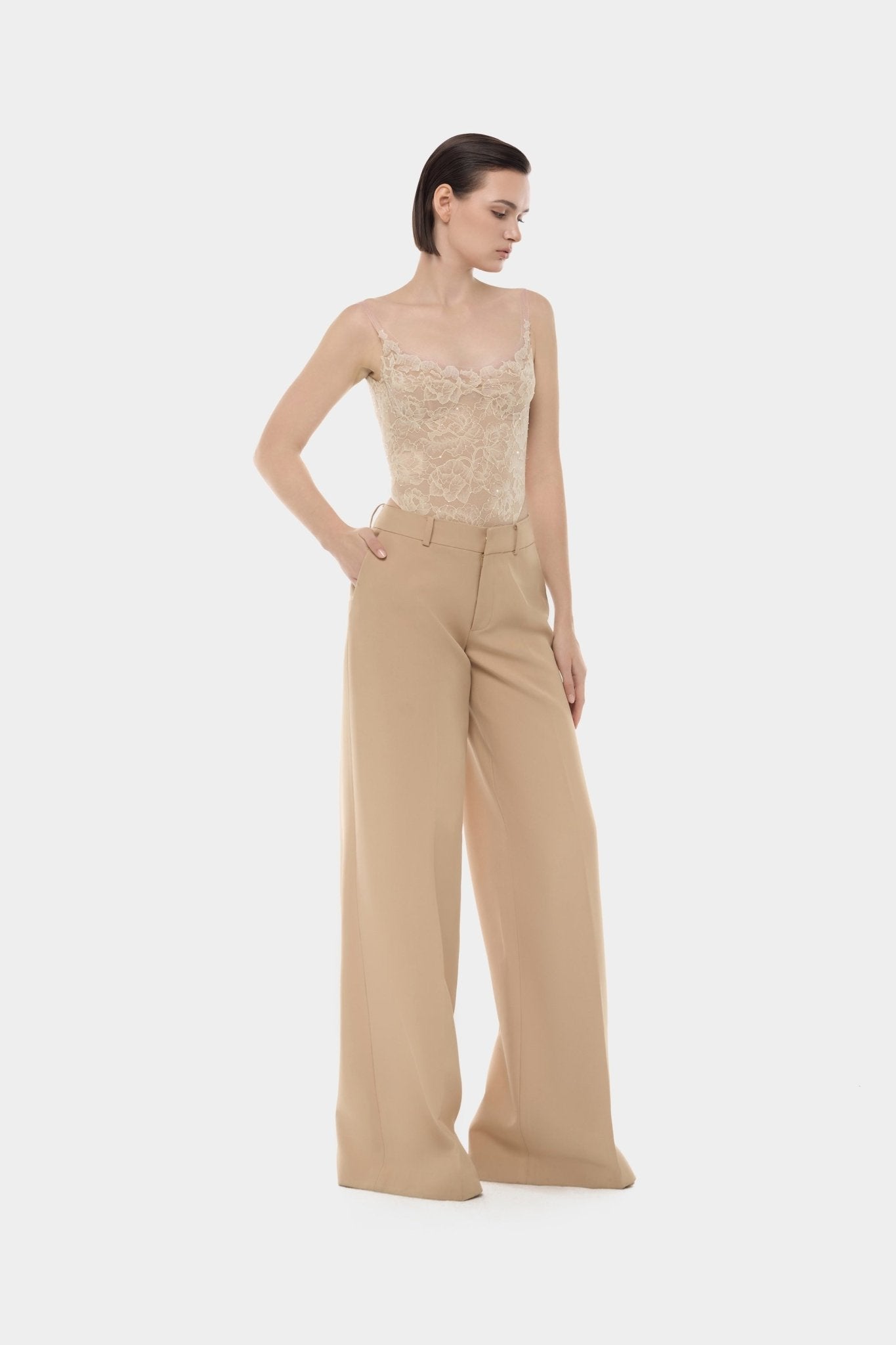 Beige Sheer Lace Top - Montsand