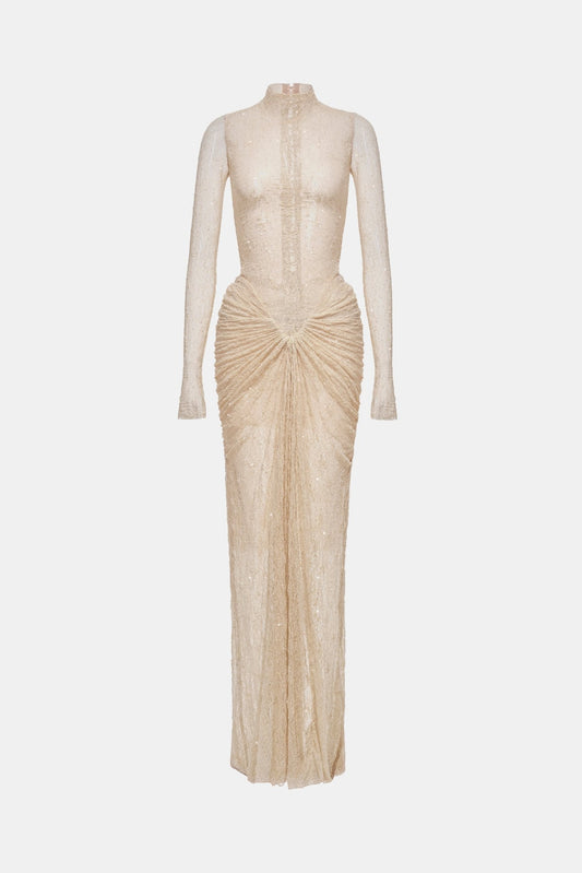 Beige Twisted Bodycon Dress - Montsand