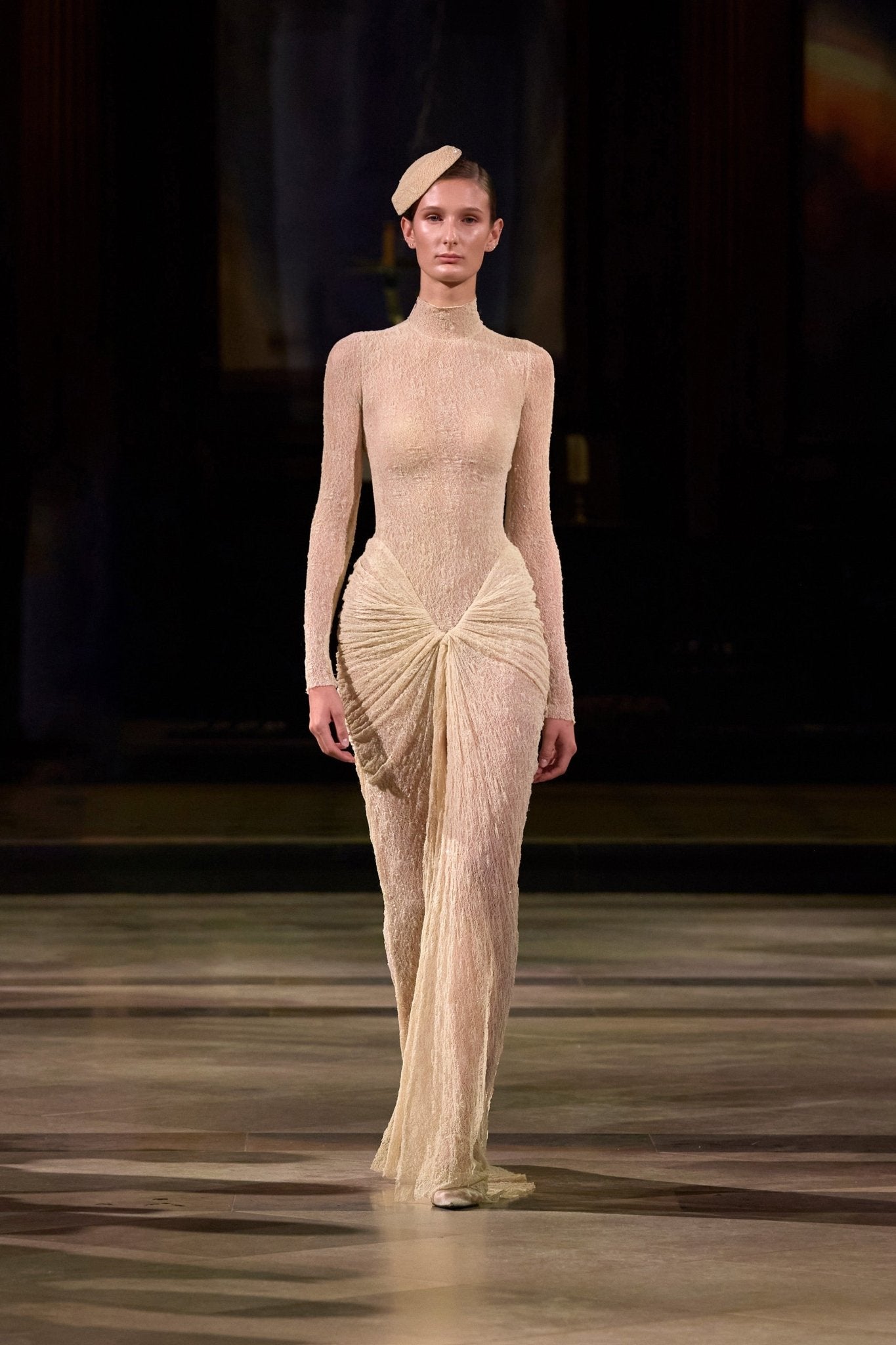 Beige Twisted Bodycon Dress - Montsand