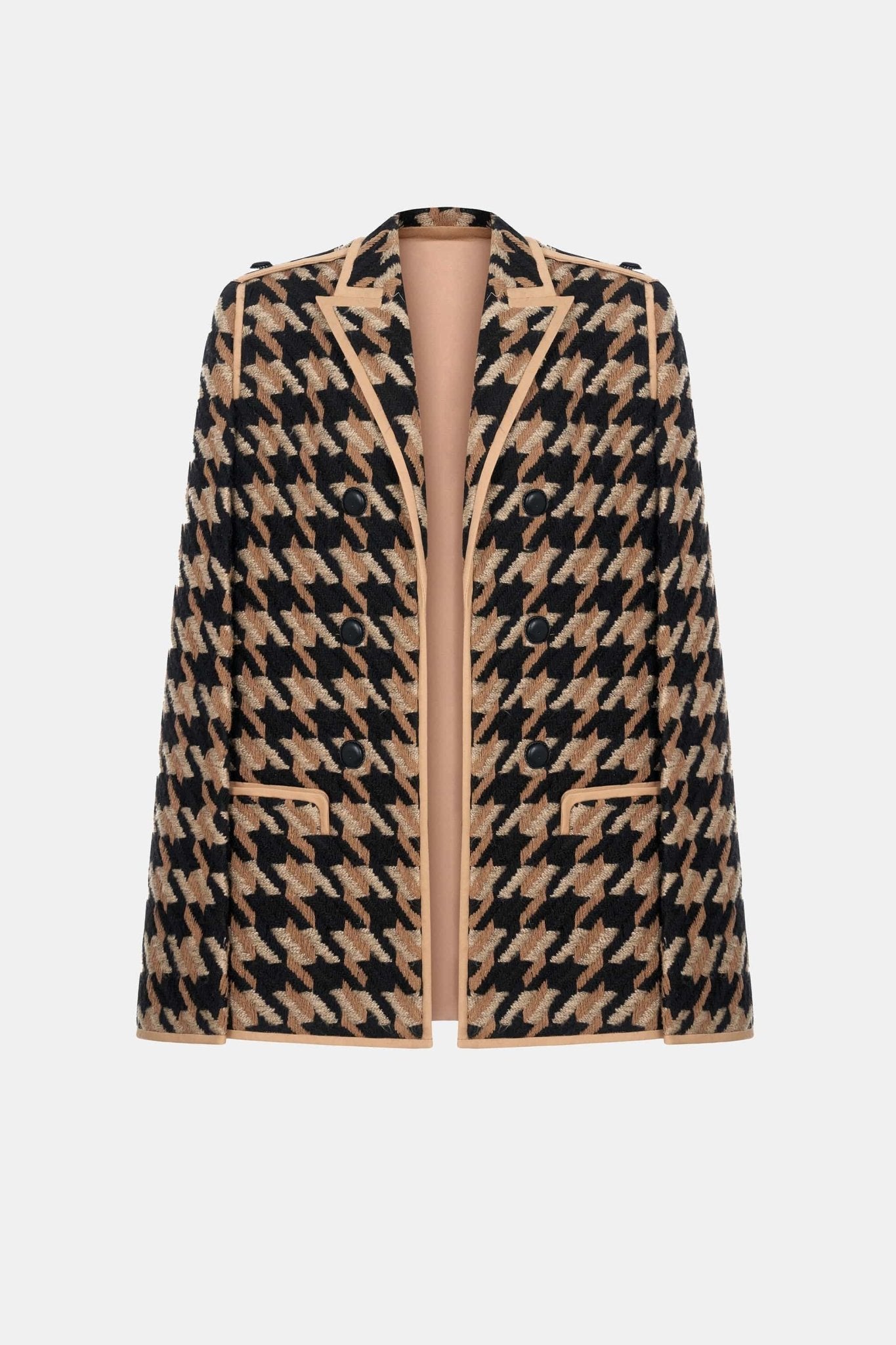 Black and Brown Houndstooth Cape - Montsand