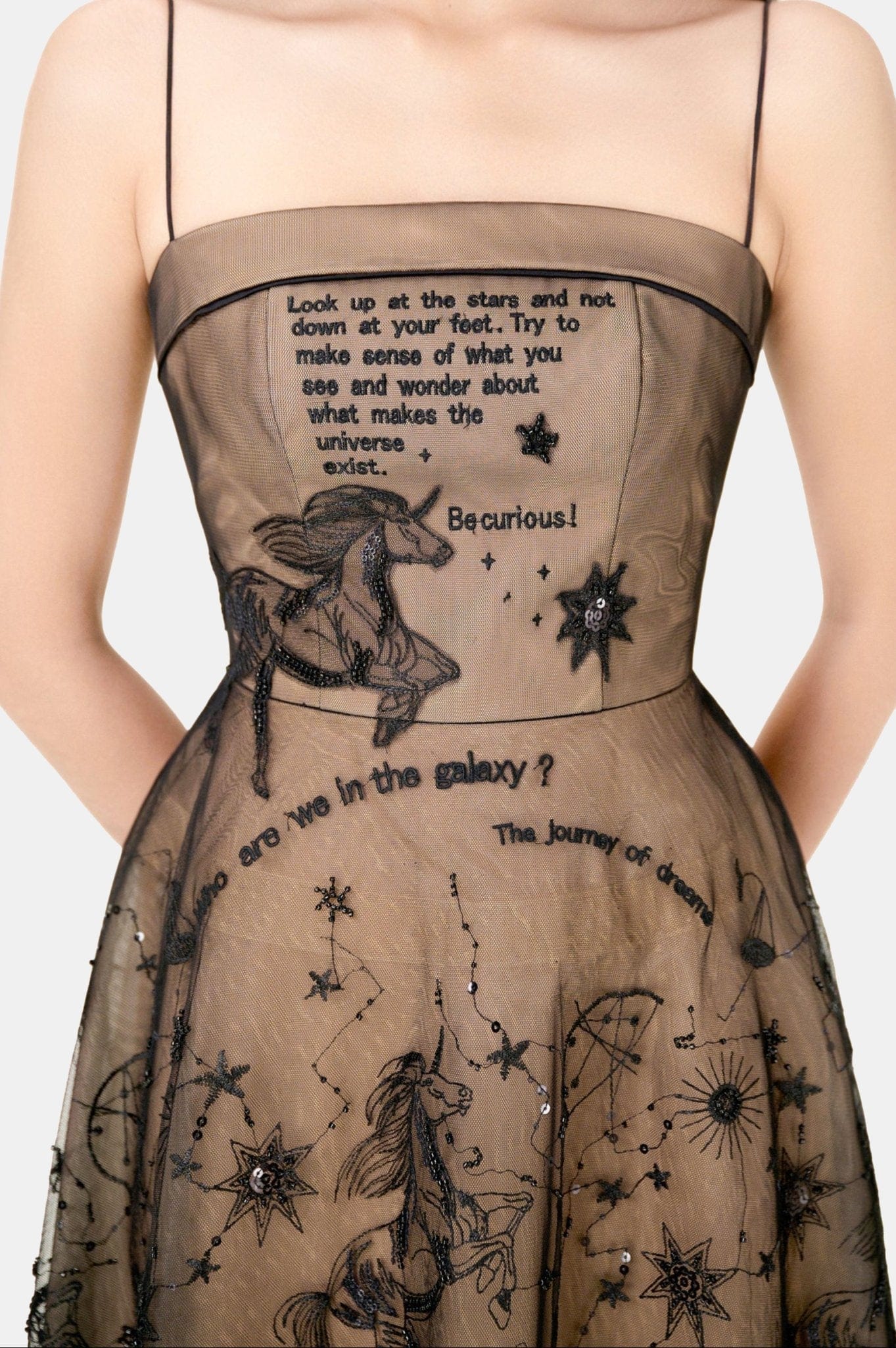 Black Beaded Embroidered Dress - Montsand