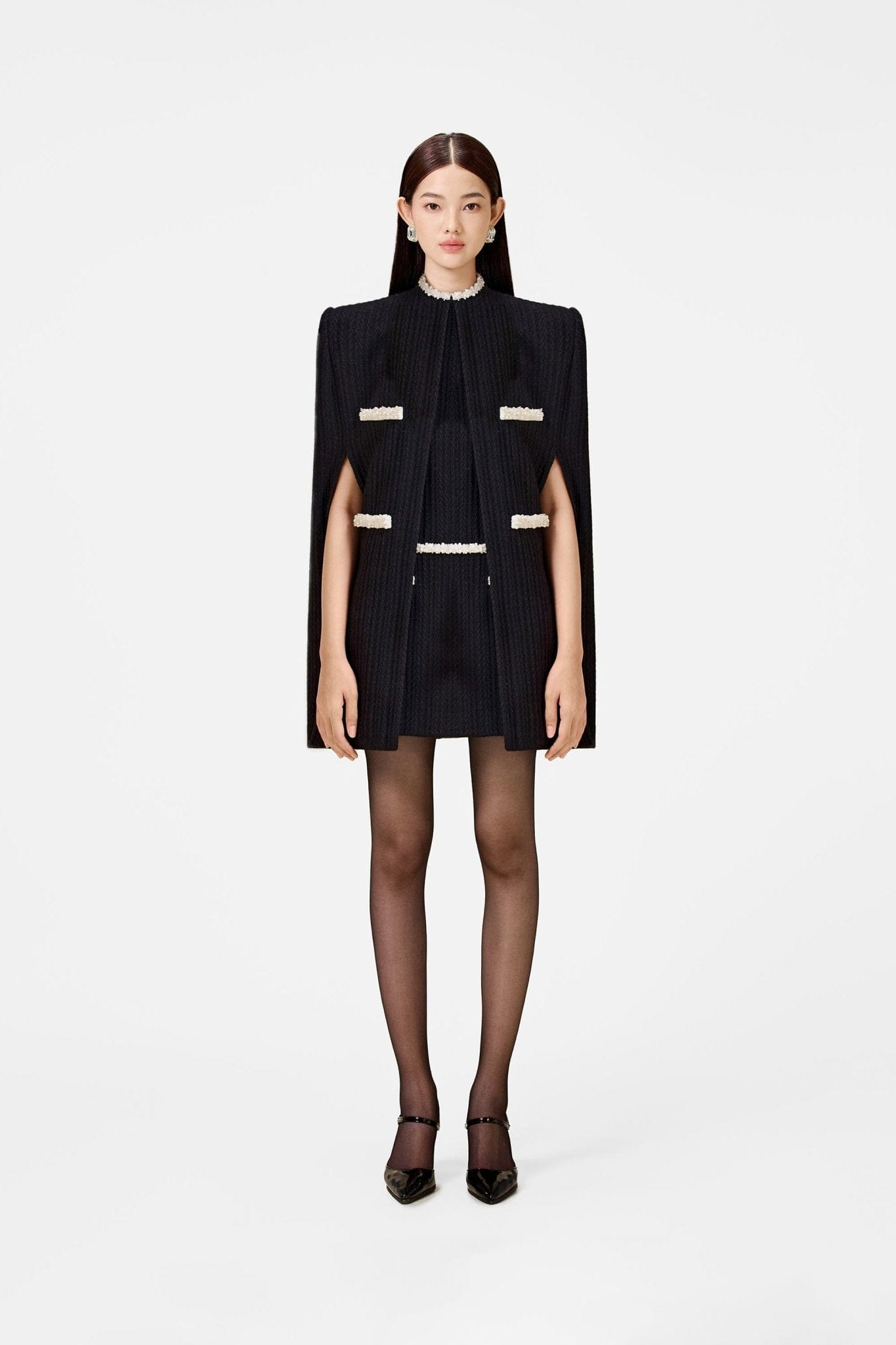 Black Beaded Knit Cape - Montsand