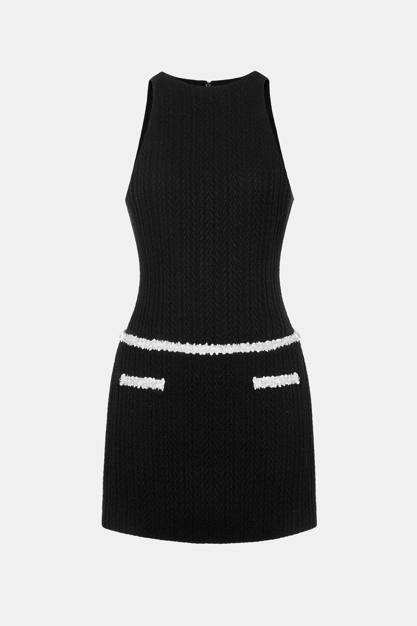 Black Beaded Knit Dress - Montsand