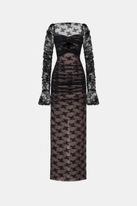 Black Bow Cut Out Laces Dress - Montsand