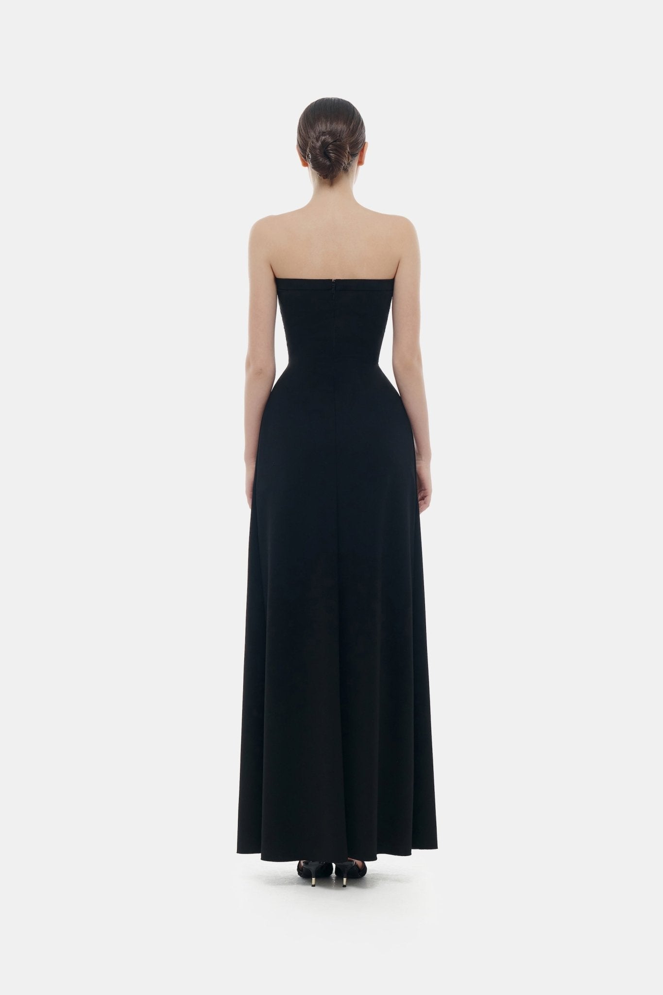 black bow maxi dress Robertah One-Shoulder Bow Maxi Dress Black