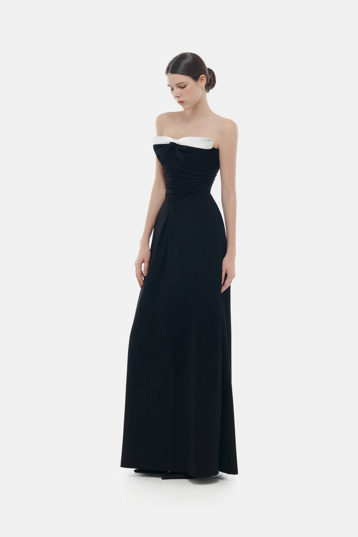 Black Bow Ruched Maxi Dress Dresses Montsand