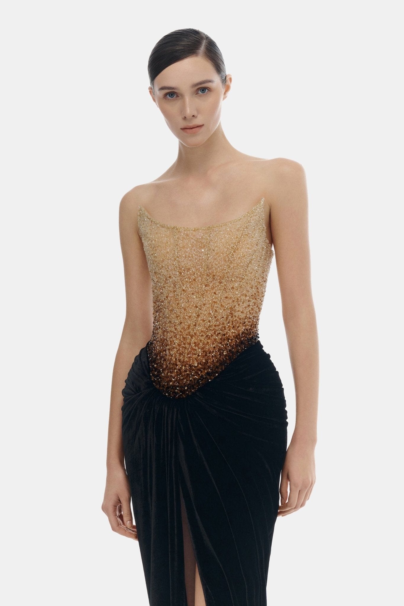 Black Champagne Crystalized Dress - Montsand