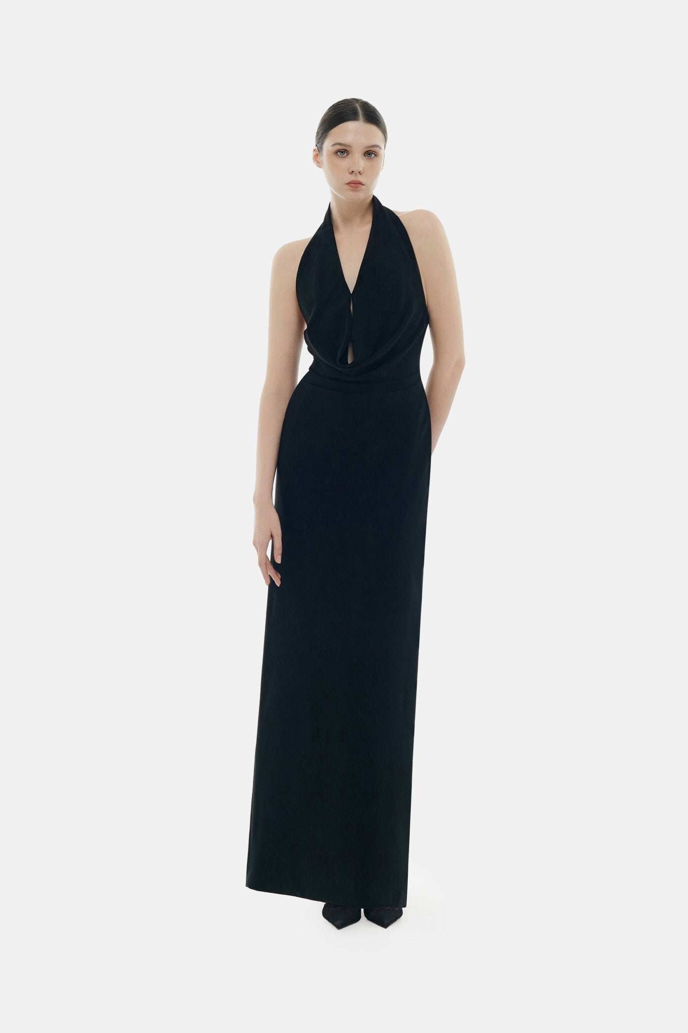 Black Cowl - neck Maxi Dress - Montsand