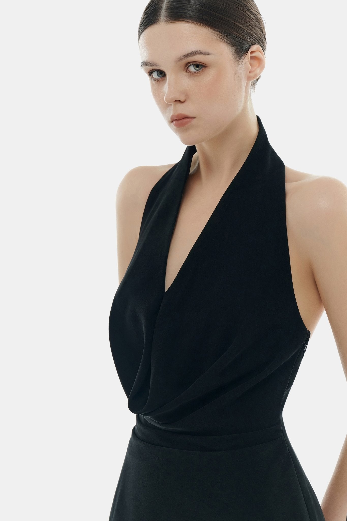 Black Cowl - neck Maxi Dress - Montsand