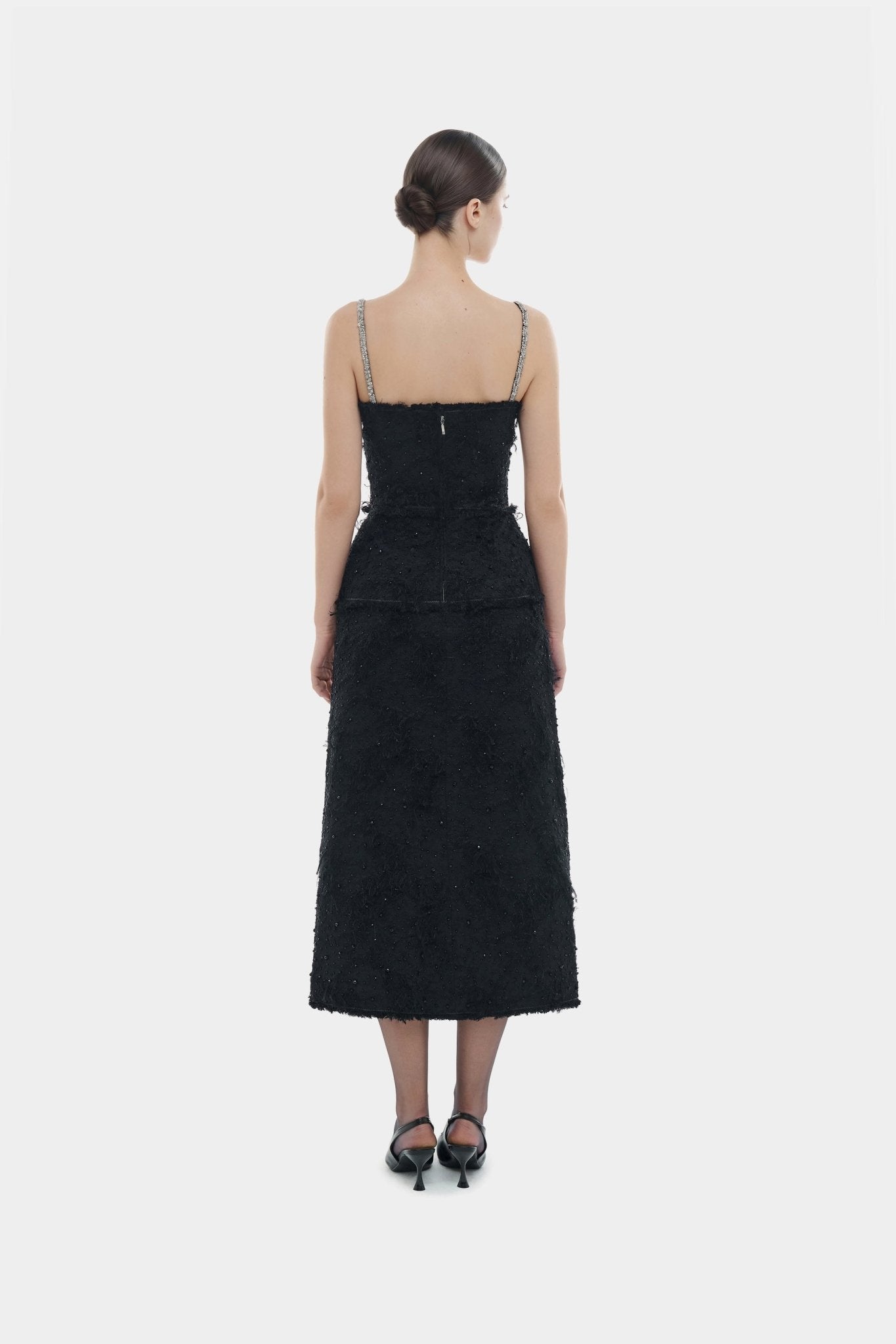 Black Crystal Beaded Dress - Montsand