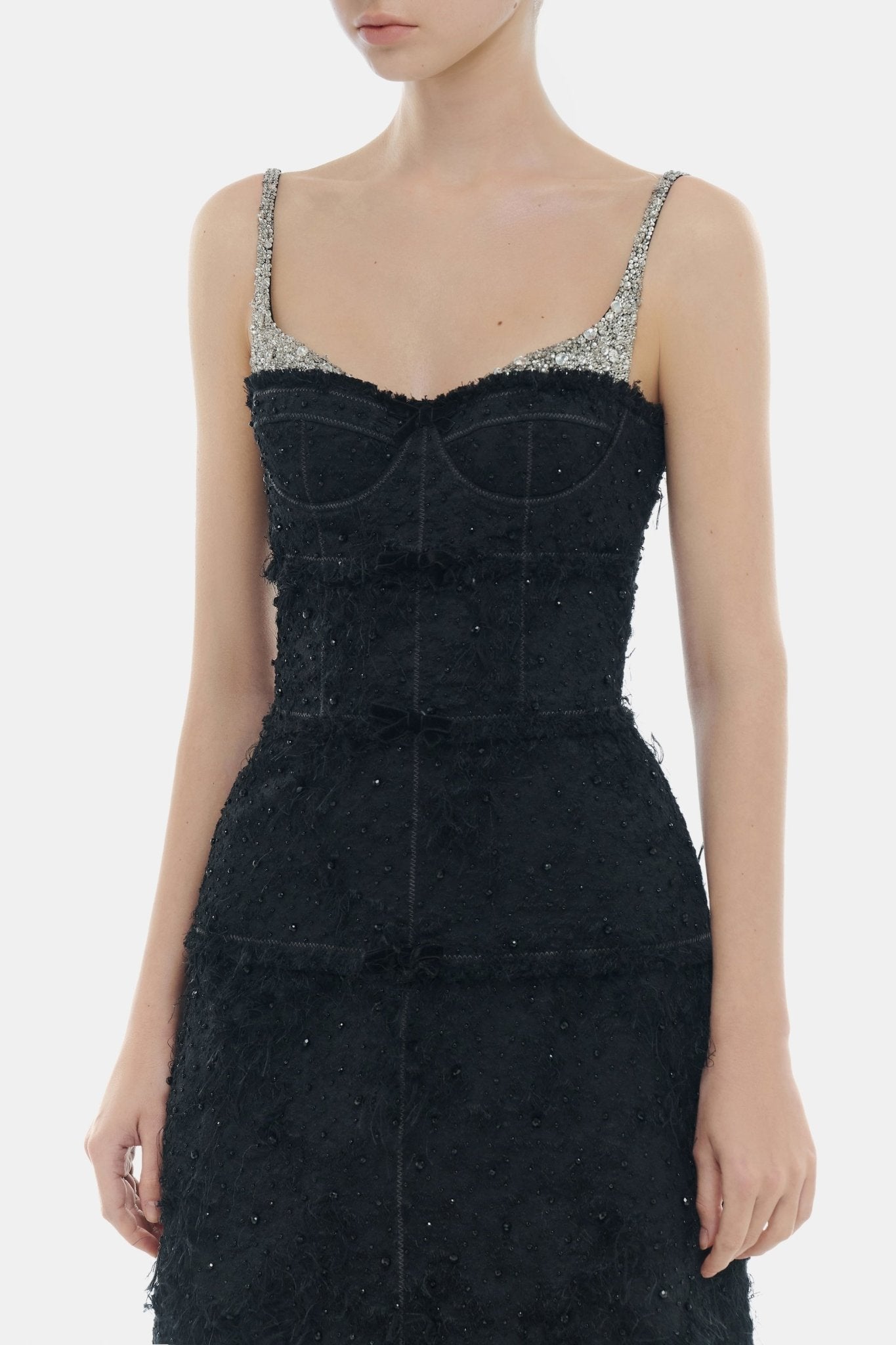 Black Crystal Beaded Dress - Montsand