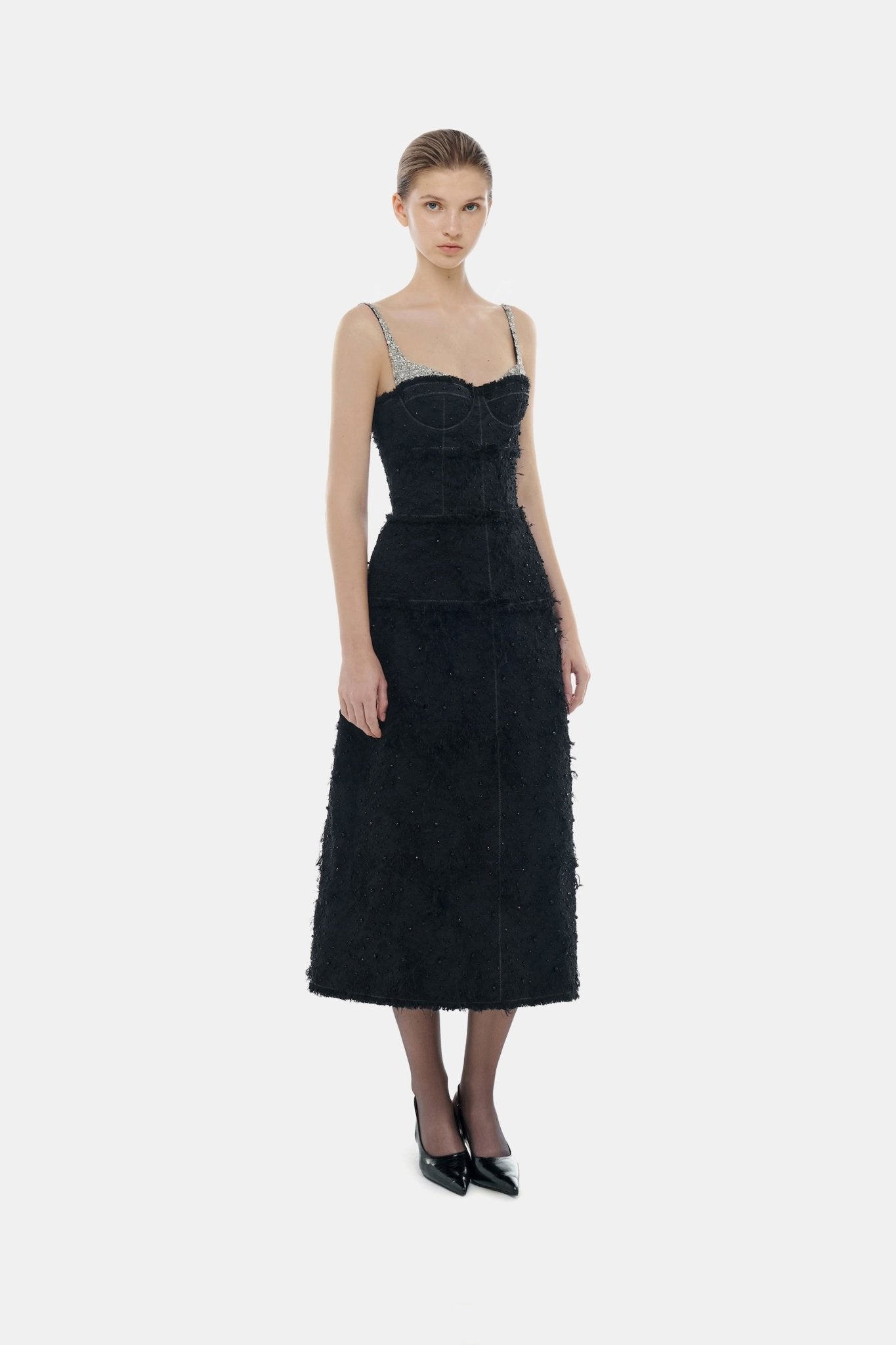 Black Crystal Beaded Dress - Montsand