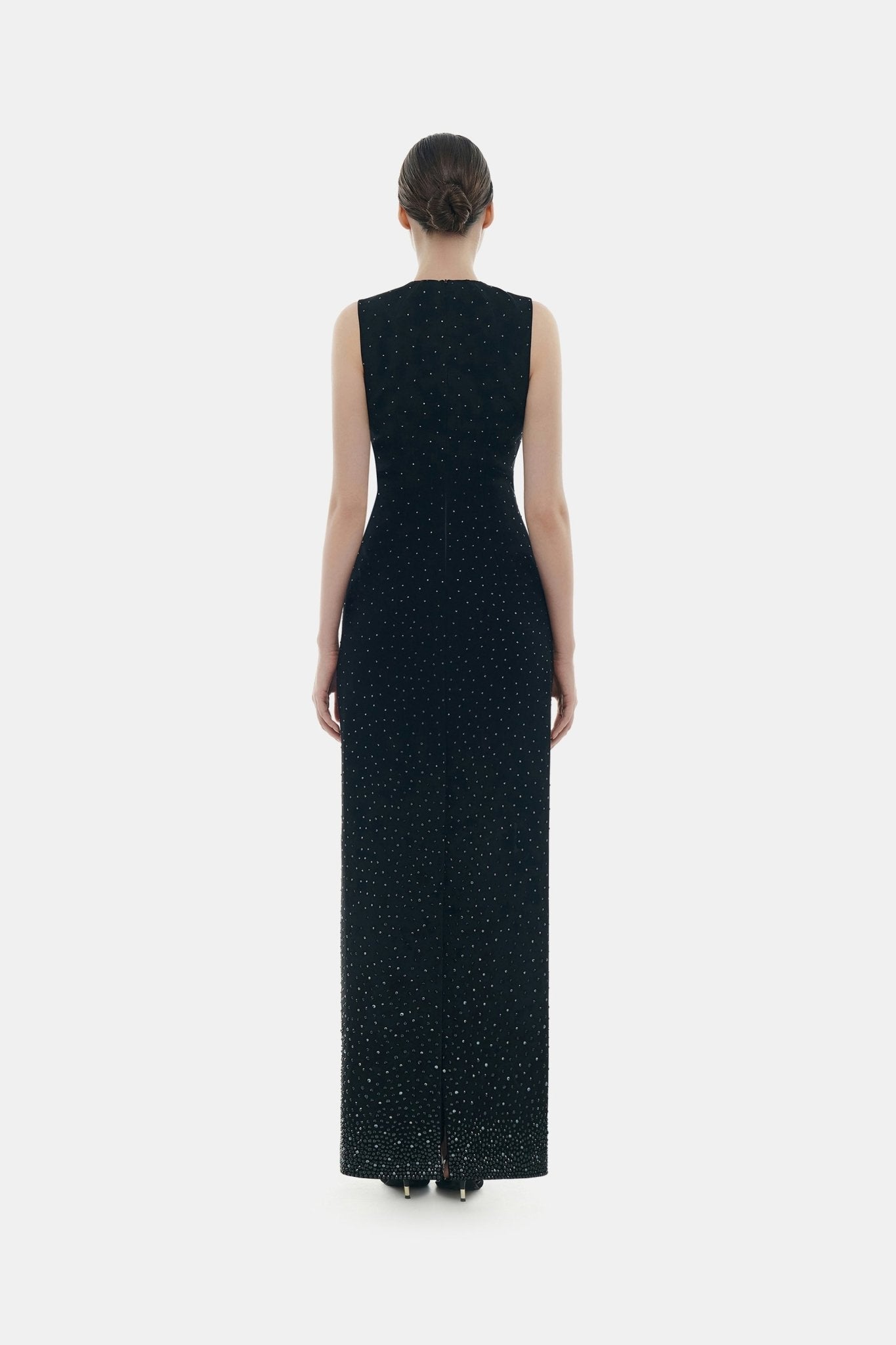 Black Crystal Beaded Maxi Dress - Montsand