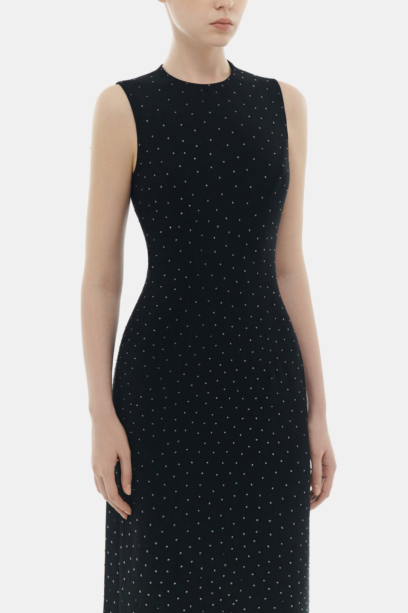 Black Crystal Beaded Maxi Dress - Montsand