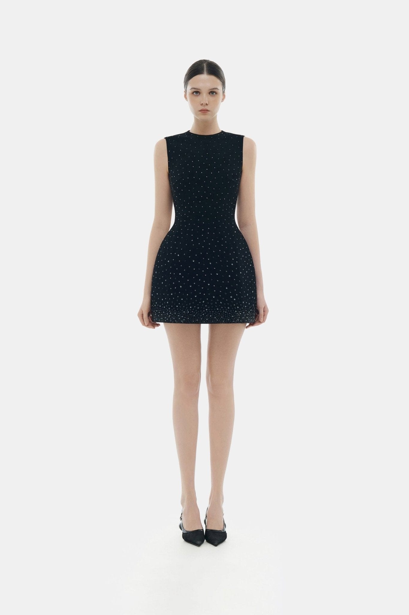Black Crystal Beaded Mini Dress Montsand Black Crystal Beaded Mini Dress Montsand
