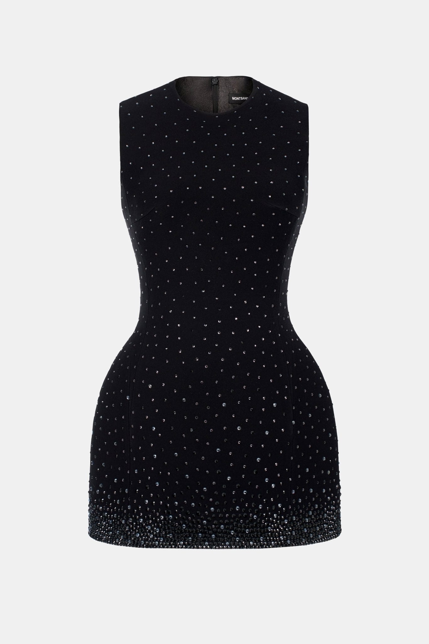 Black Crystal Beaded Mini Dress - Montsand