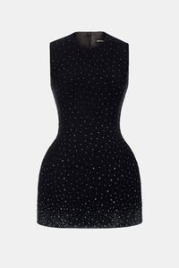 Black Crystal Beaded Mini Dress - Montsand