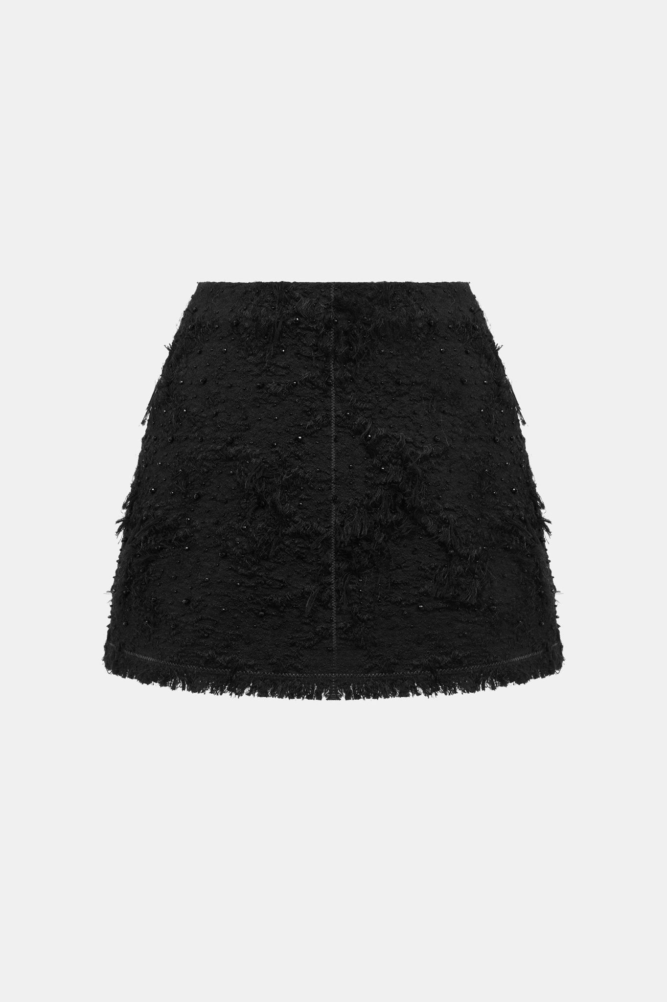 Black Crystal Beaded Mini Skirt - Montsand