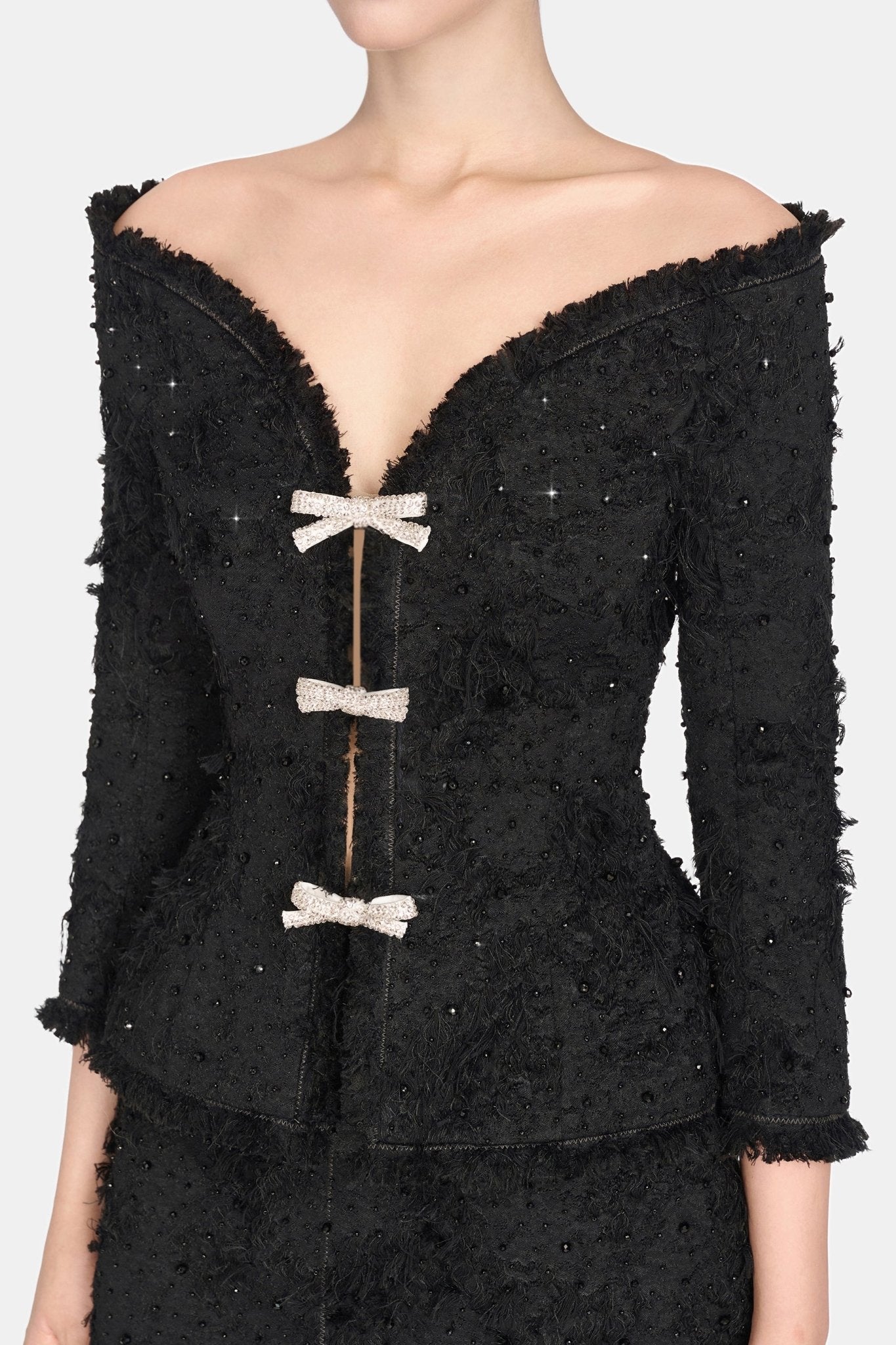 Black Crystal Beaded Mini Skirt - Montsand