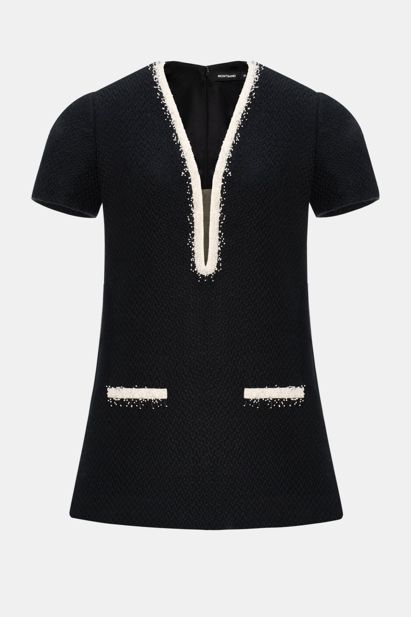 Black Deep - V Tweed Mini Dress - Montsand