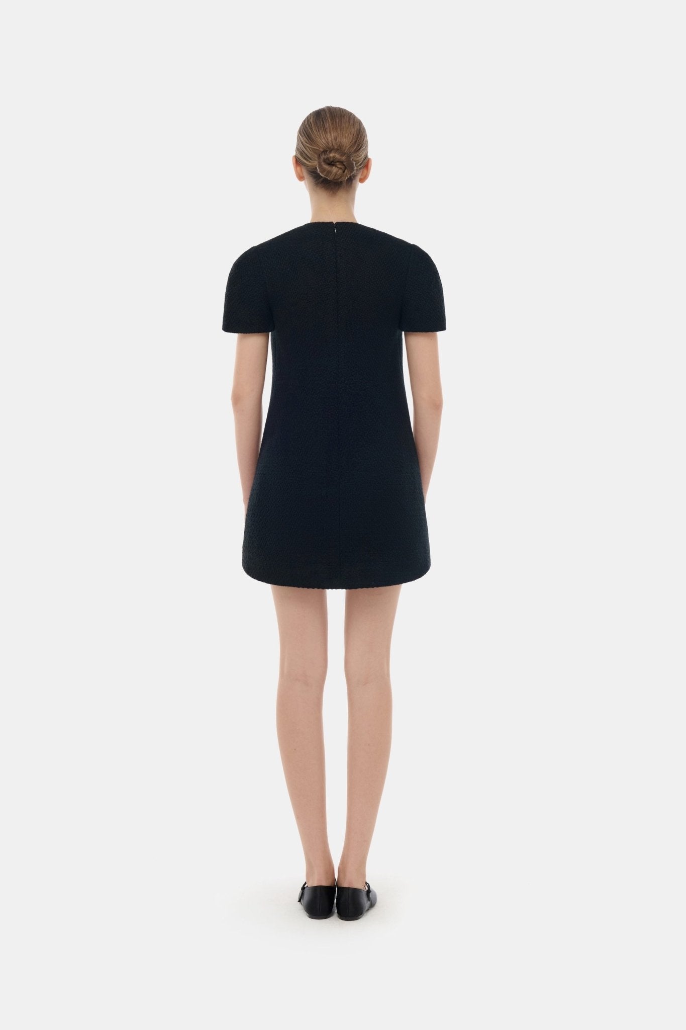Black Deep-V Tweed Mini Dress - XS Black Deep-V Tweed Mini Dress - XS