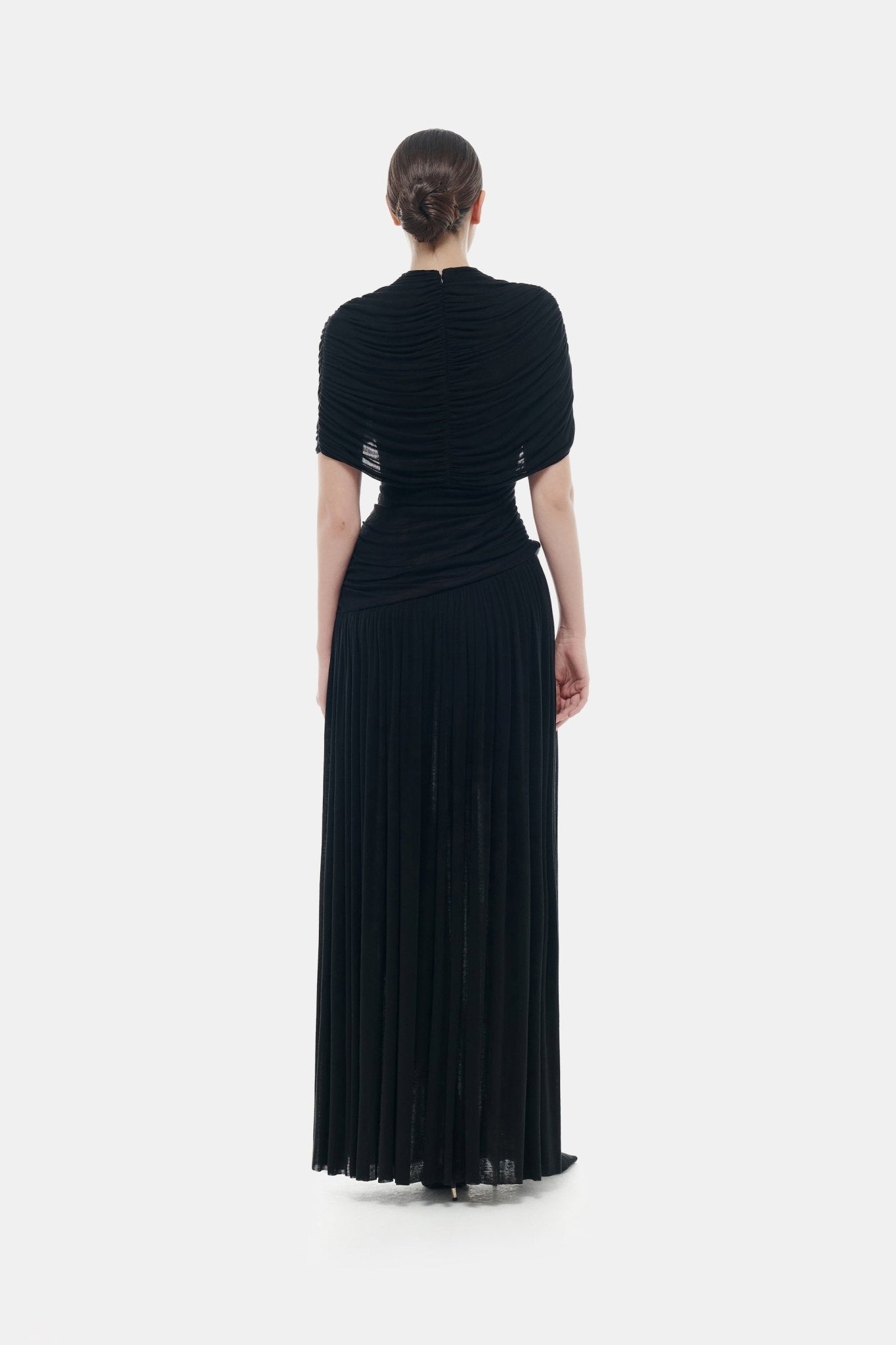 Black Draped Cape Maxi Dress Dresses Montsand