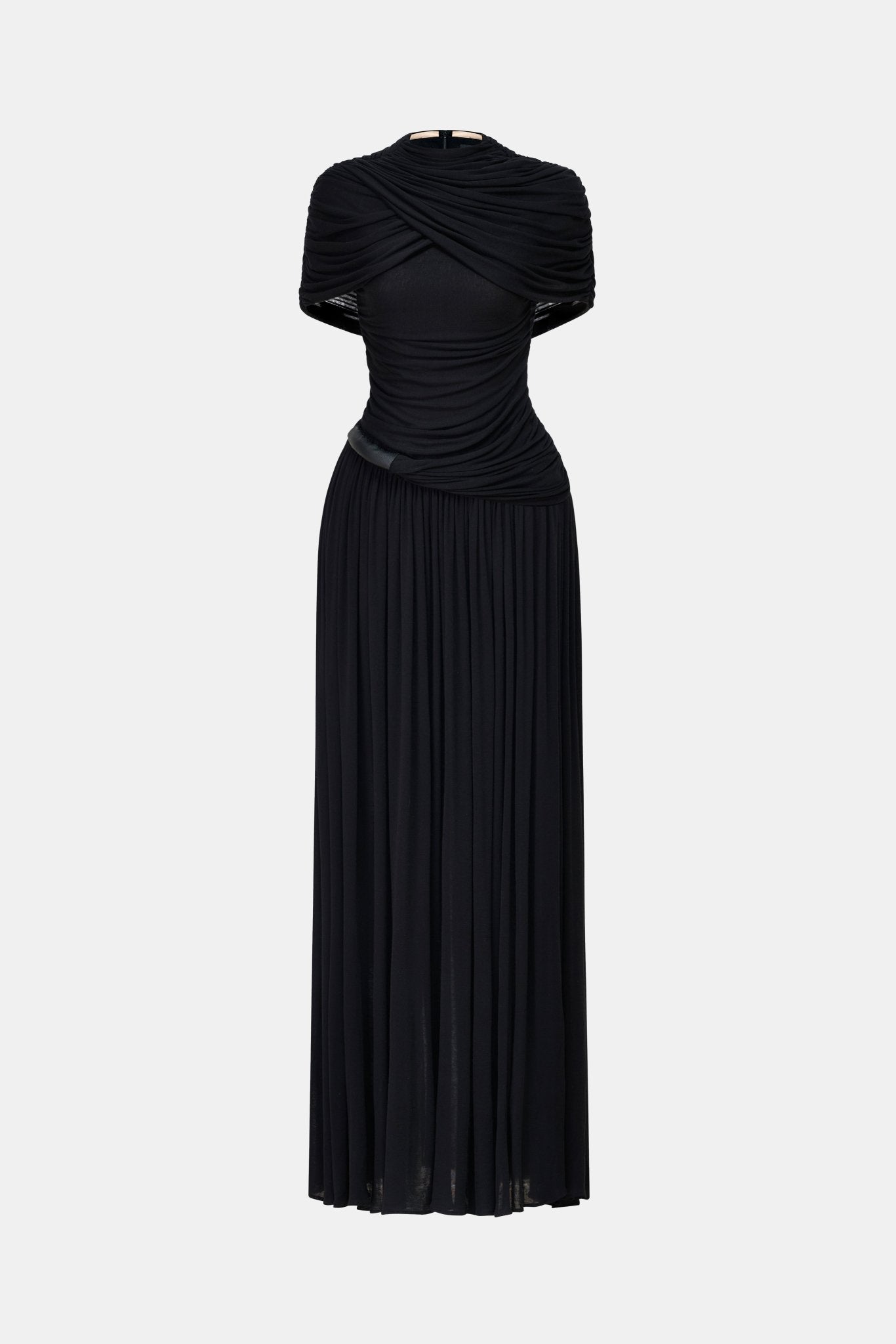 Black Draped Cape Maxi Dress Dresses Montsand