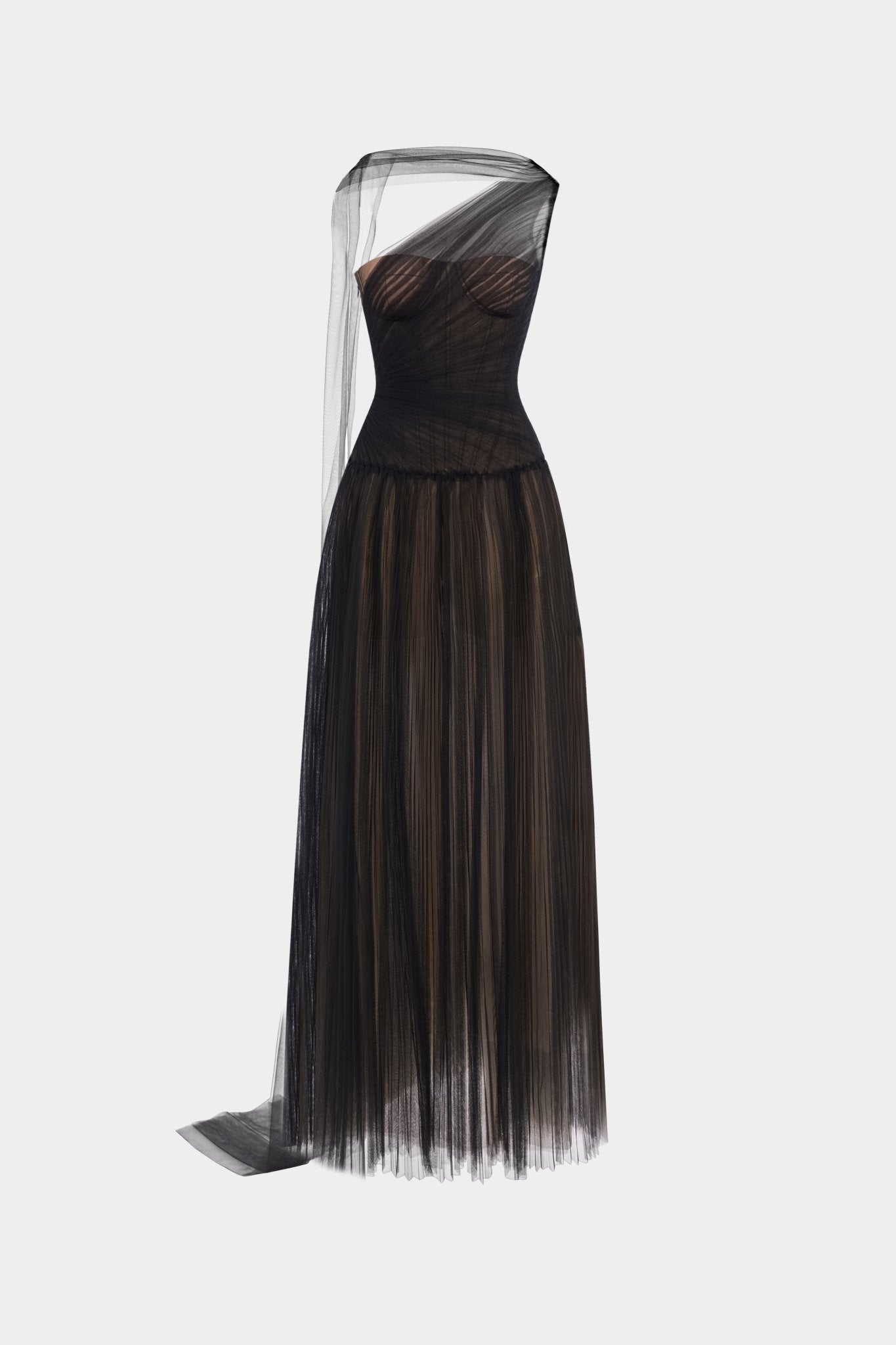 Black Draped Maxi Dress - Montsand