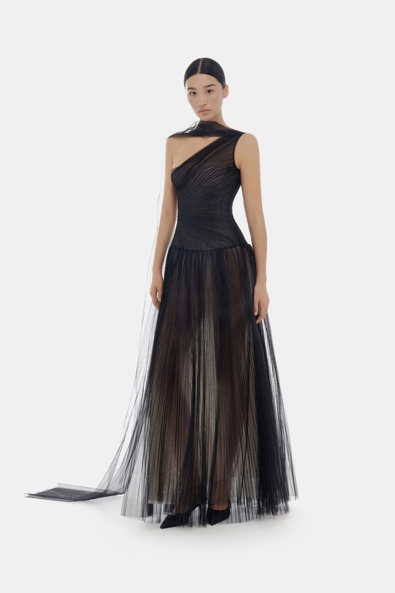 Black Draped Maxi Dress - Montsand