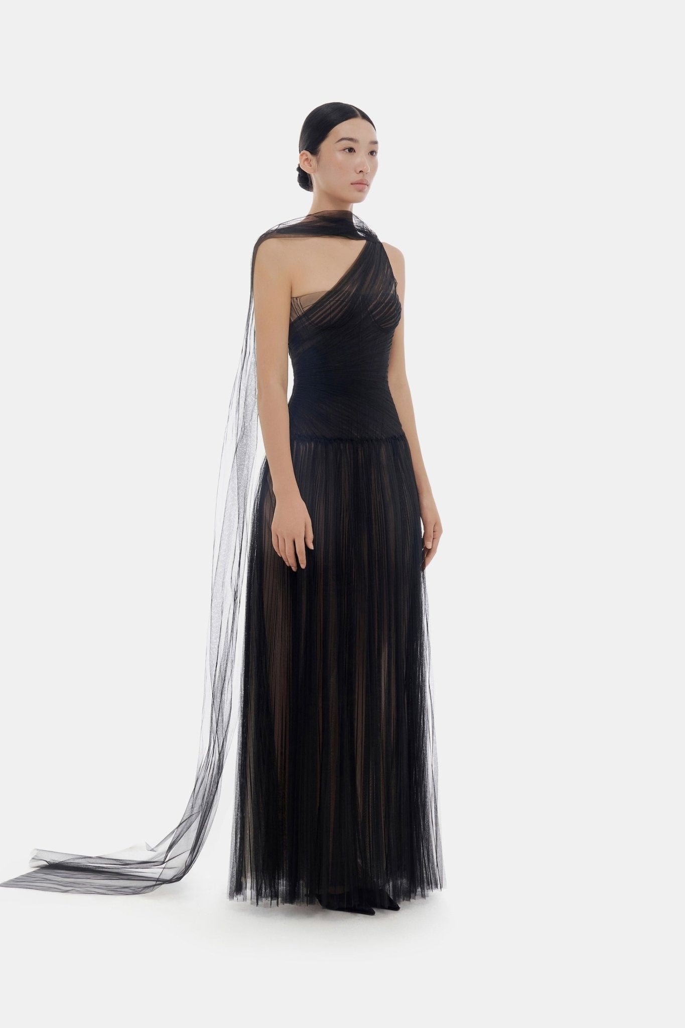 Black Draped Maxi Dress - Montsand