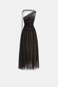 Black Draped Midi Dress - Montsand